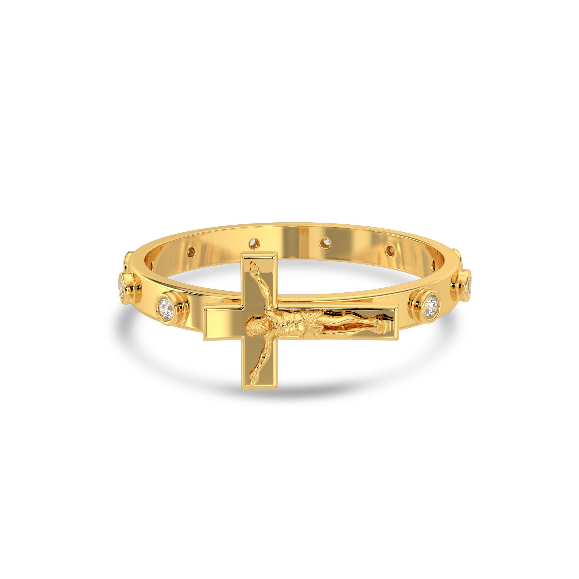 Golden Crucifix Rosary Ring , 13