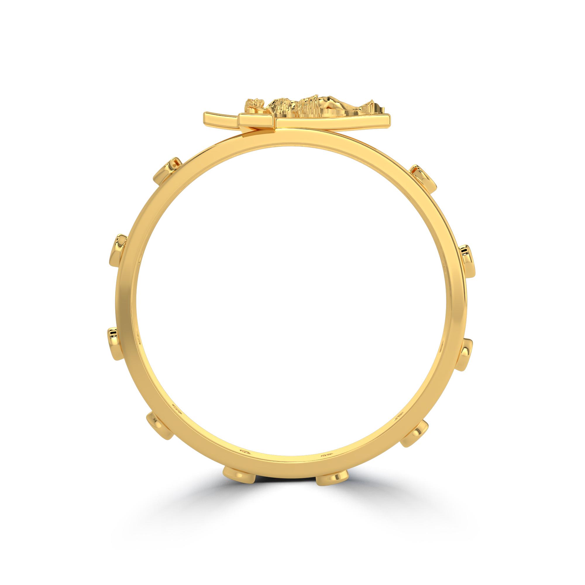 Golden Crucifix Rosary Ring , 13
