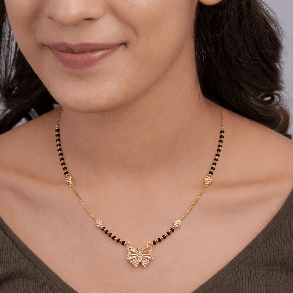 Golden Butterfly cz stone  Mangalsutra , 