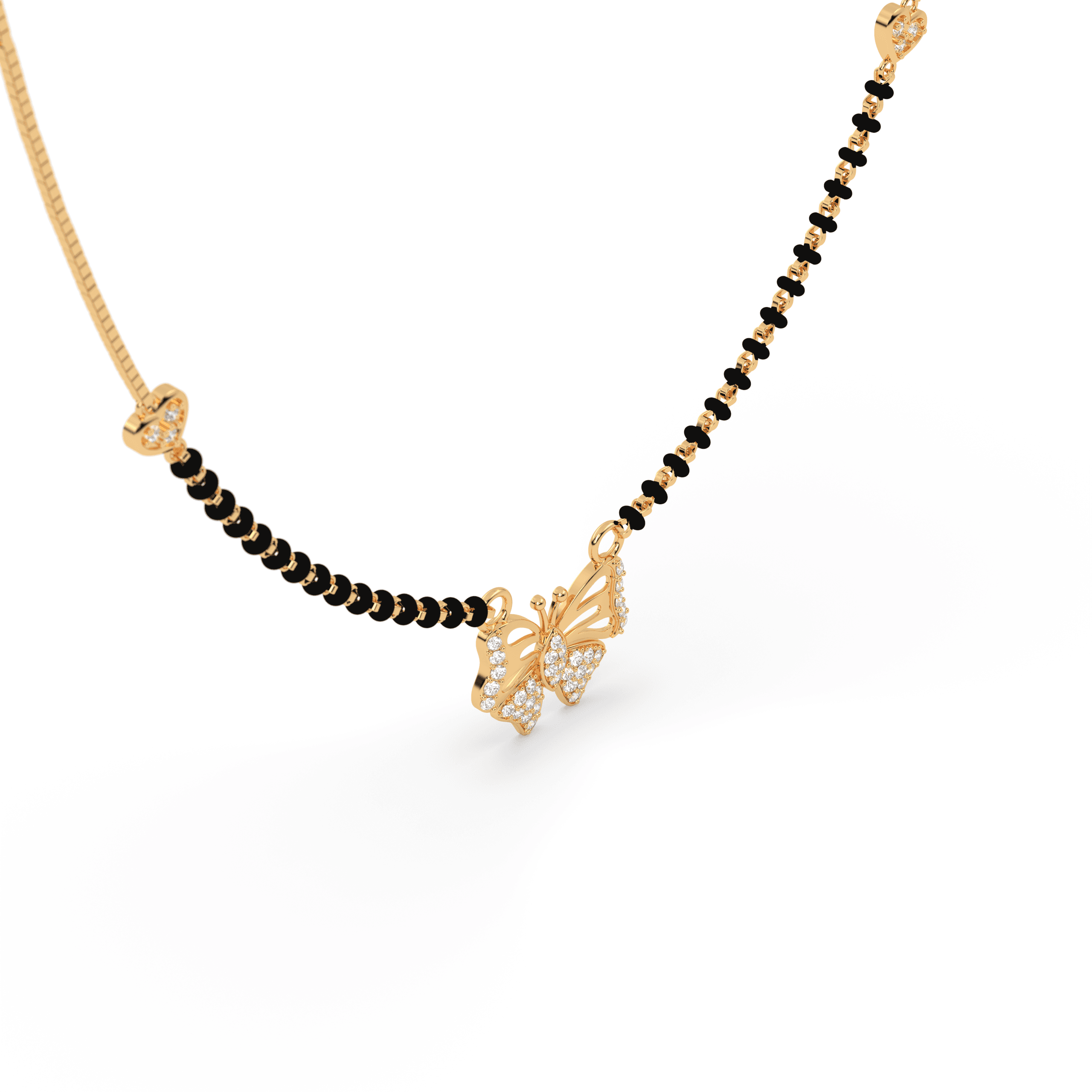 Golden Butterfly cz stone  Mangalsutra , 