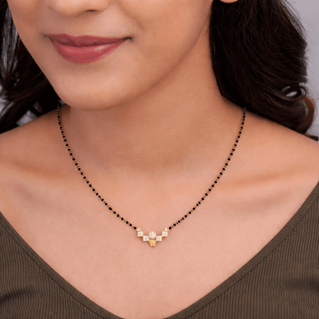Geometric cz stone  Mangalsutra , 