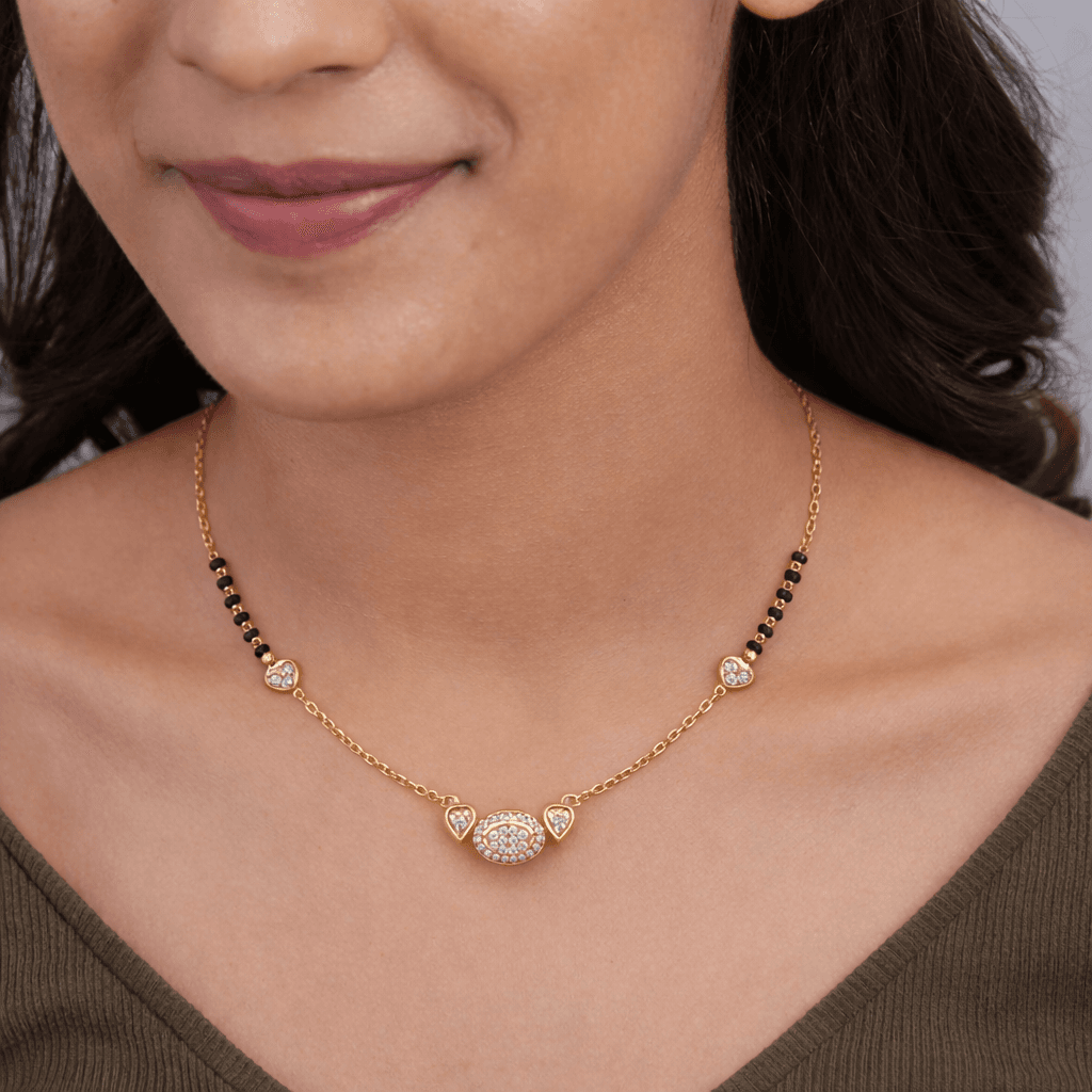 Dainty Oval cz stone Mangalsutra , 
