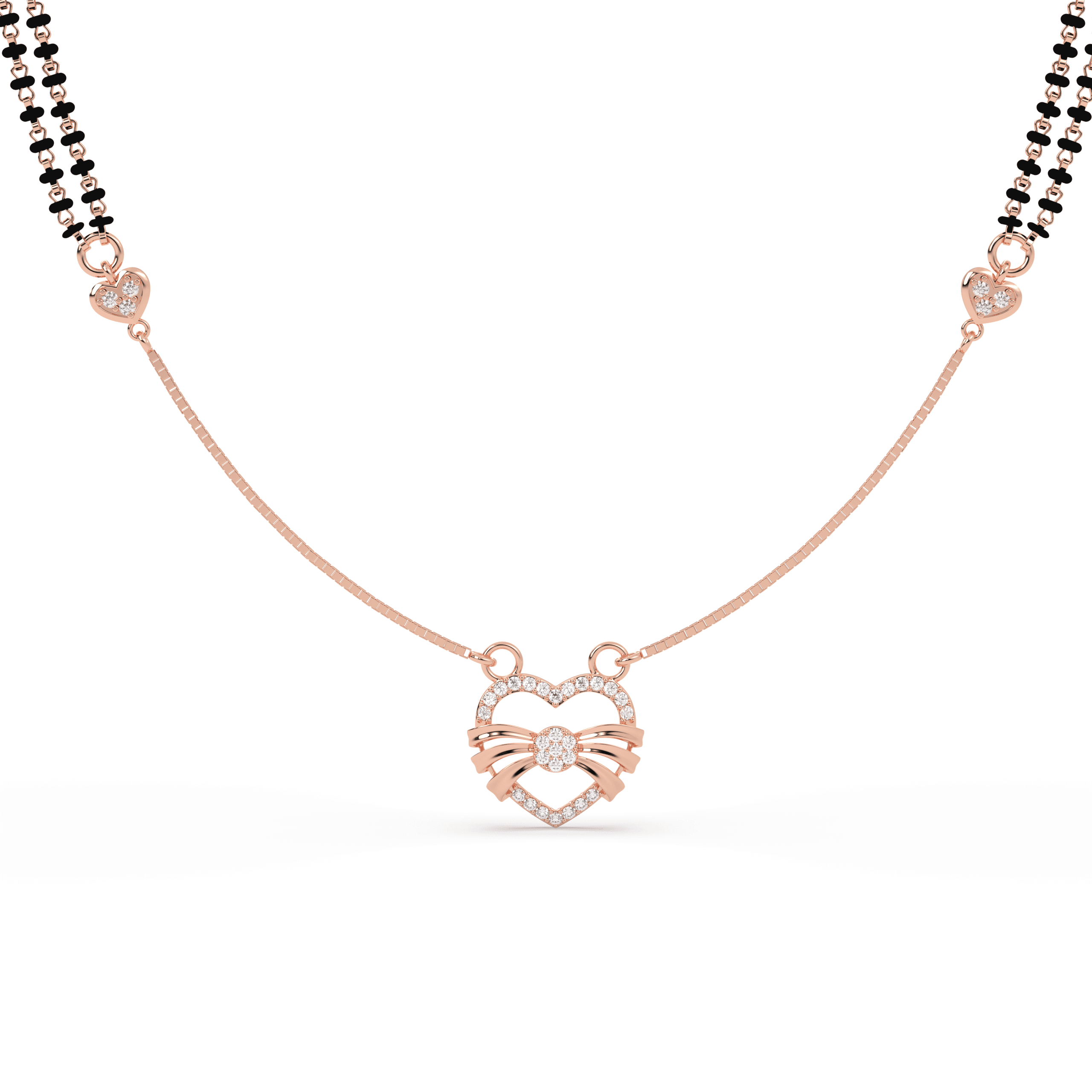Heart-Bow cz stone Mangalsutra , 