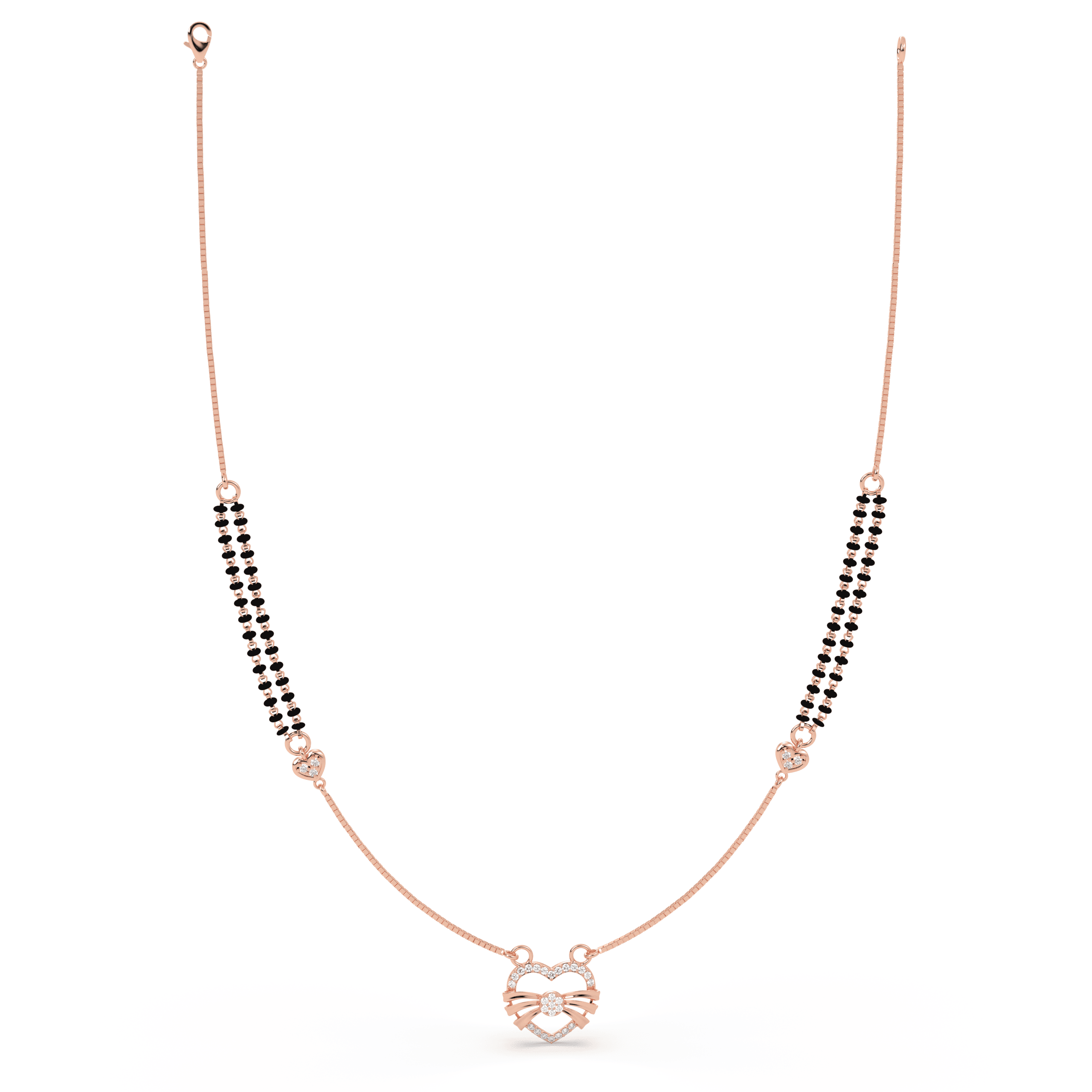 Heart-Bow cz stone Mangalsutra , 