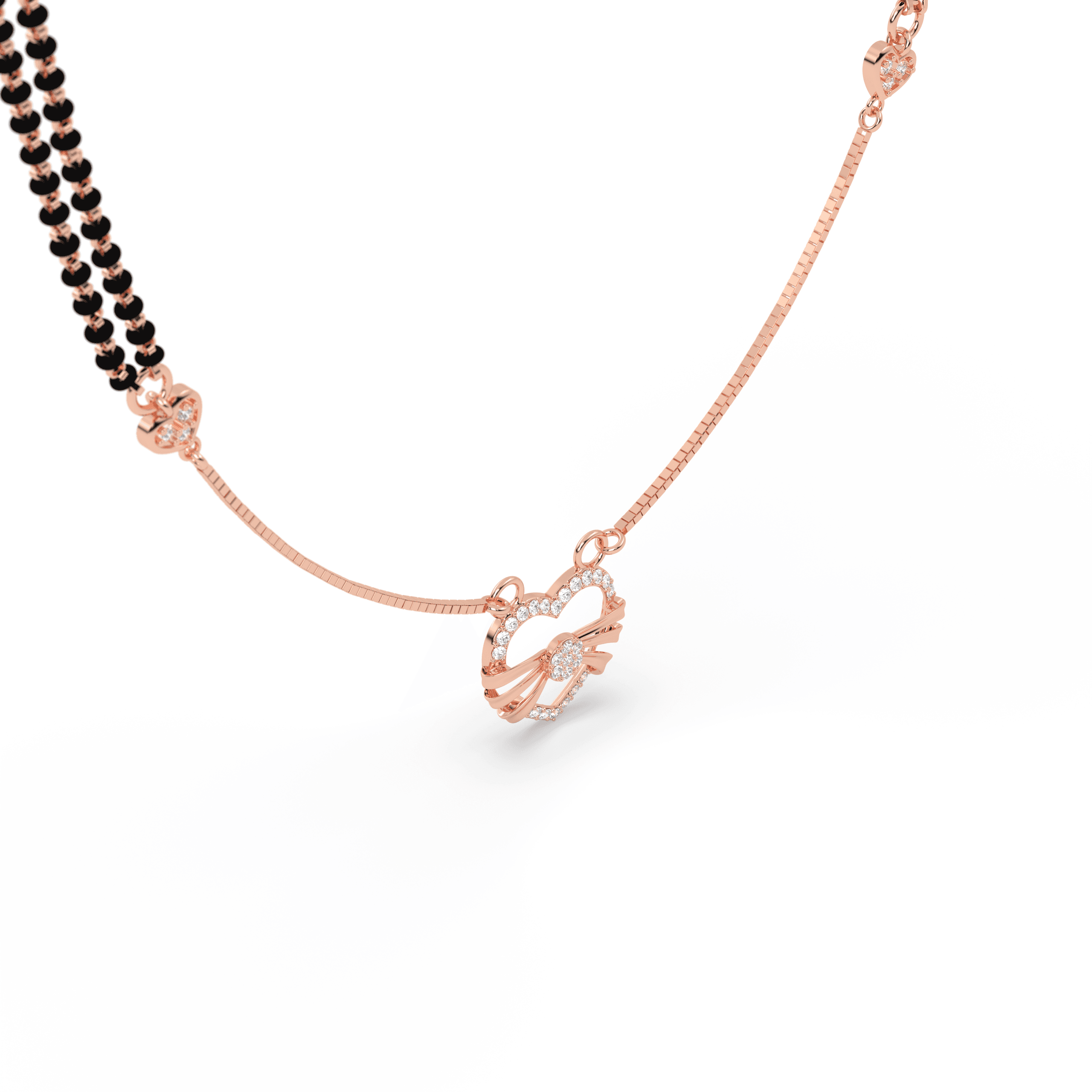 Heart-Bow cz stone Mangalsutra , 