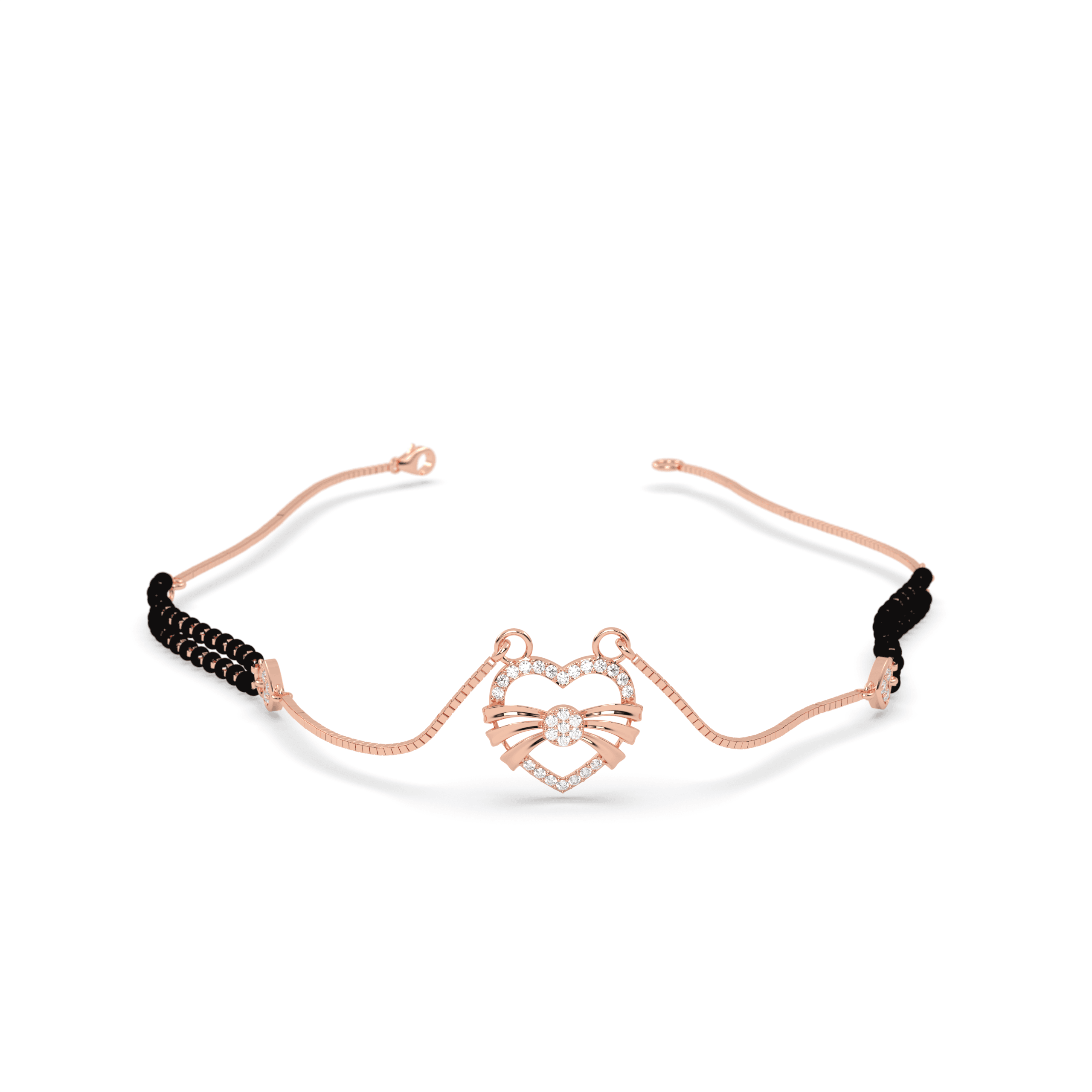 Heart-Bow cz stone Mangalsutra , 