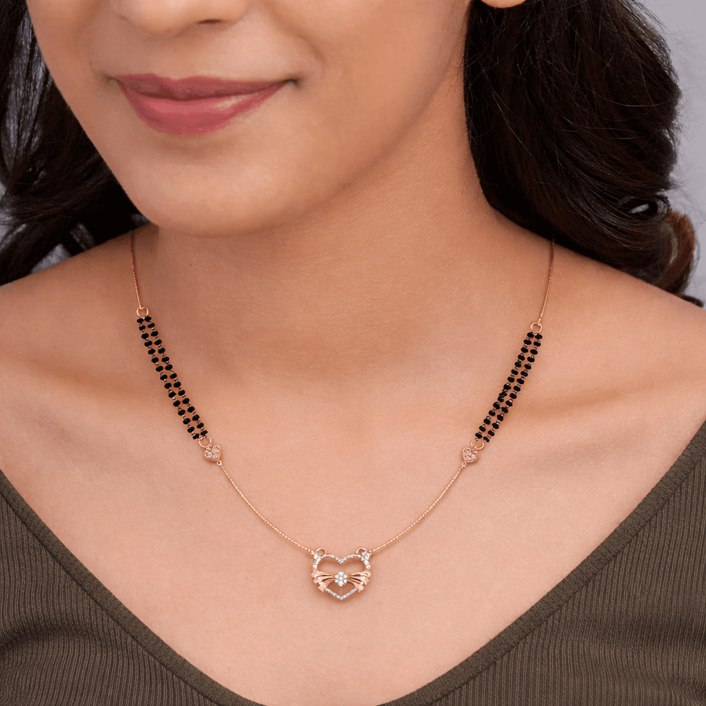Heart-Bow cz stone Mangalsutra , 