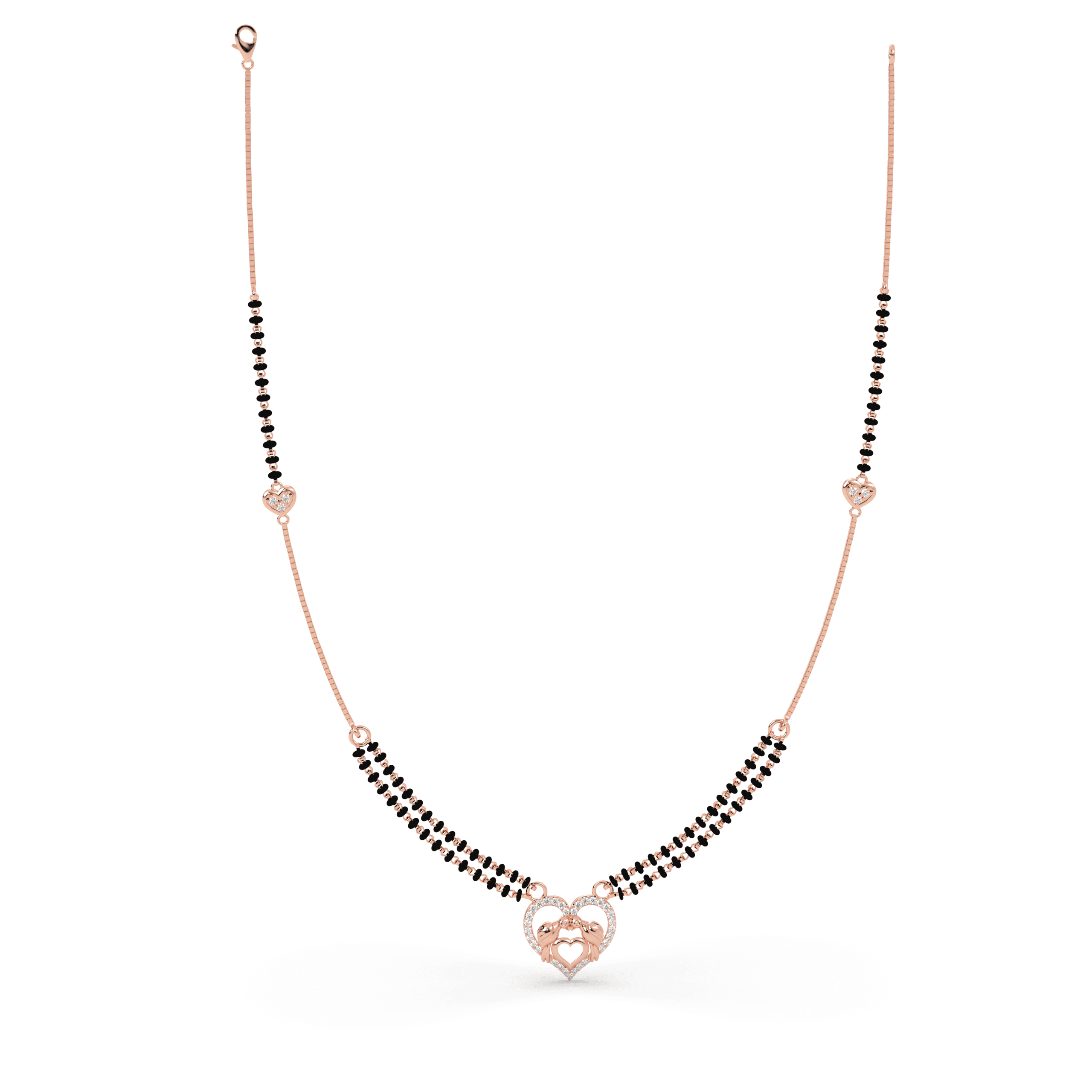 Rose Gold Twin Heart Mangalsutra , 