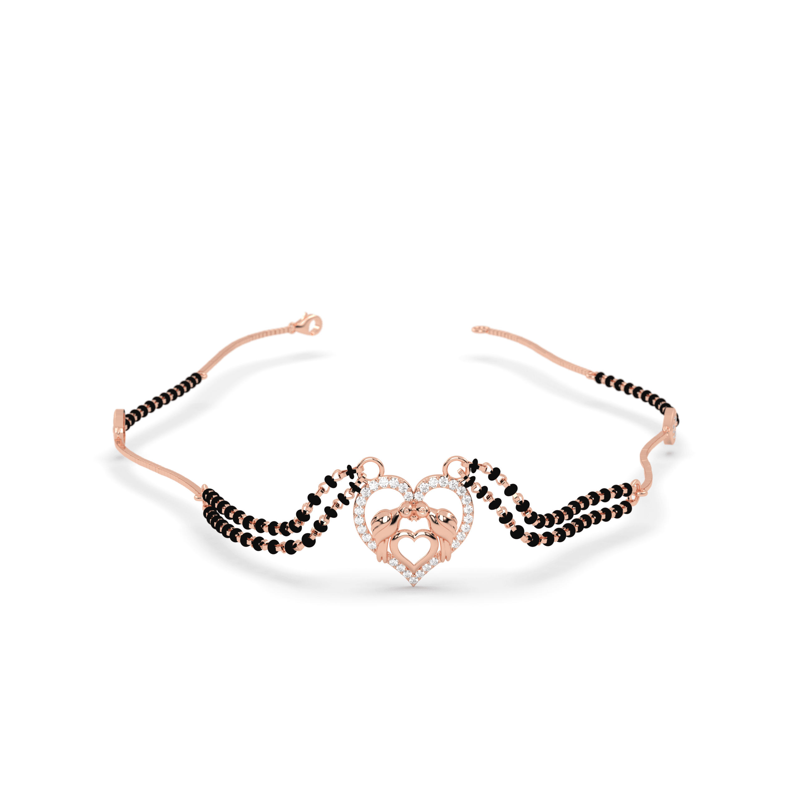 Rose Gold Twin Heart Mangalsutra , 