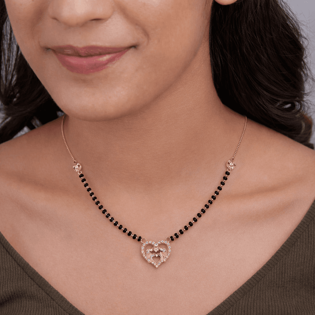 Rose Gold Twin Heart Mangalsutra , 