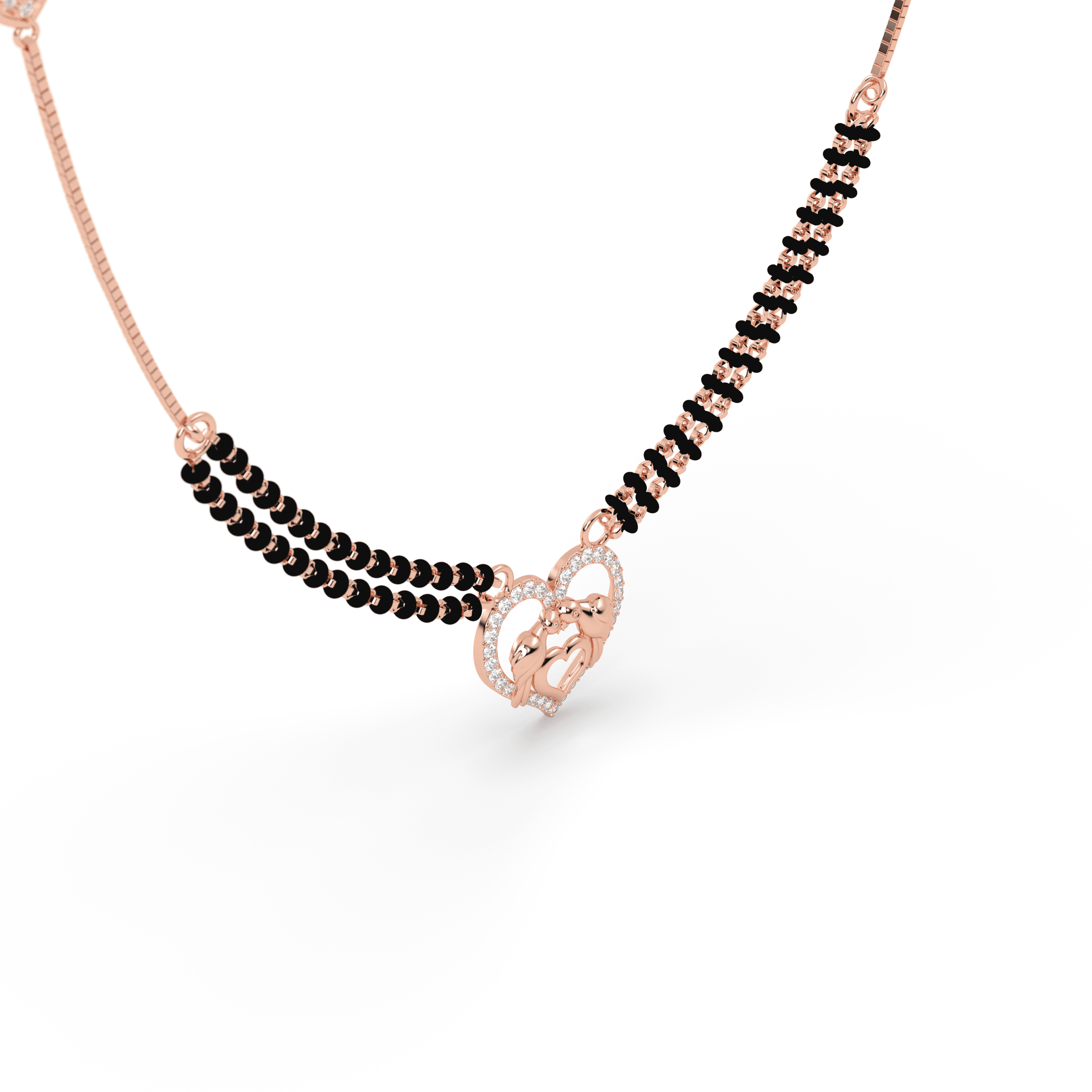 Rose Gold Twin Heart Mangalsutra , 