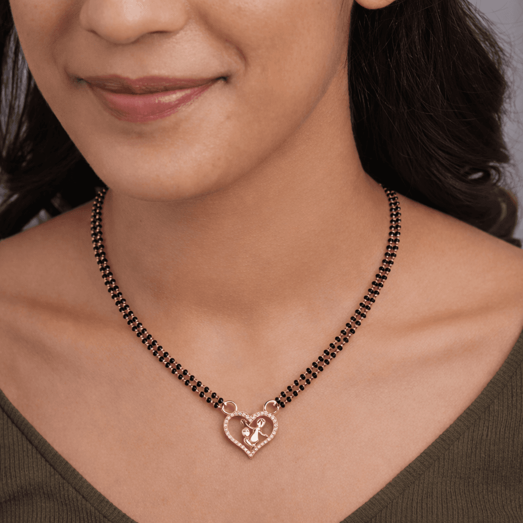 Rose Gold Heart & Deity Mangalsutra , 