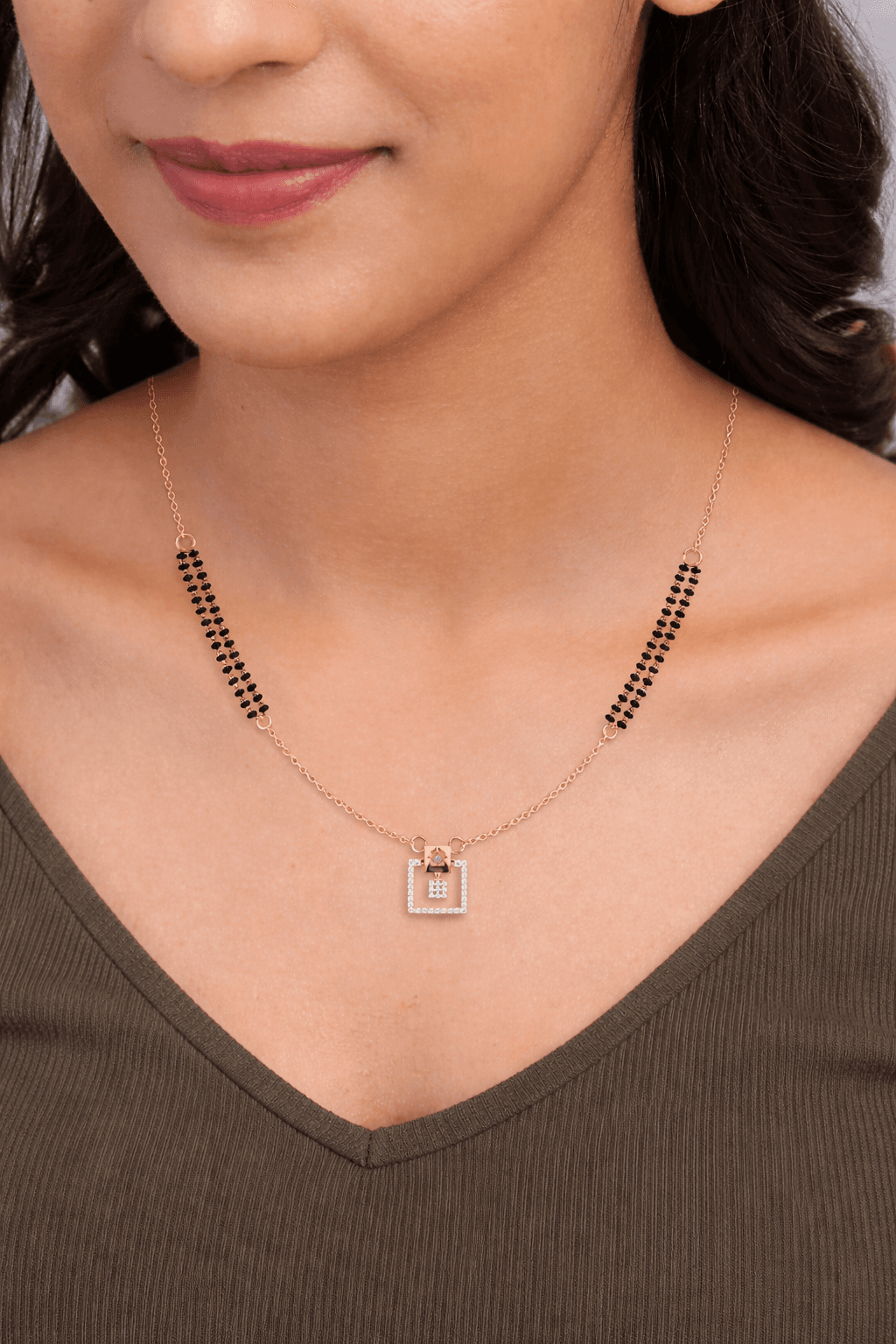 Geometric cz stone  Mangalsutra , 