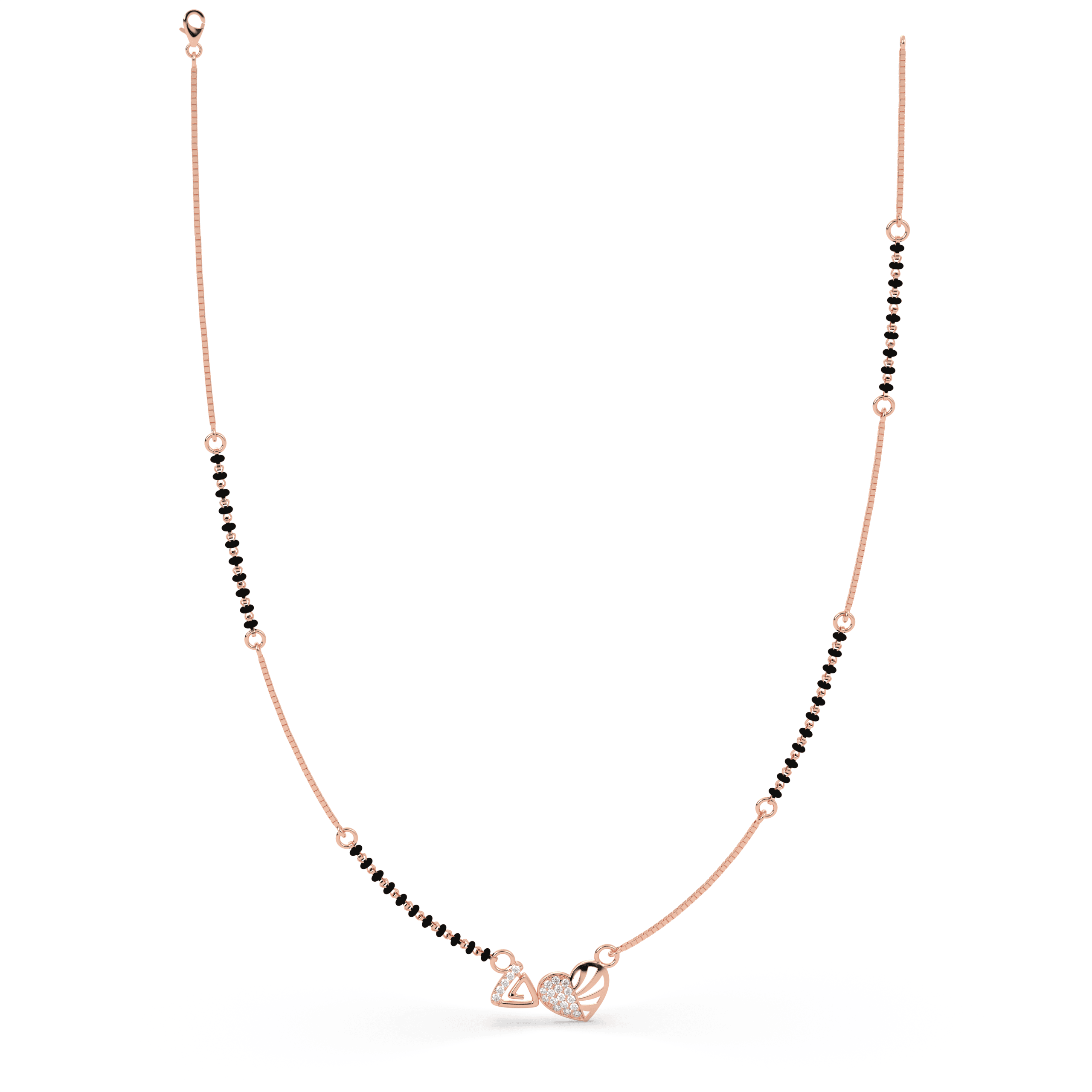 Rose Gold Heart Mangalsutra , 