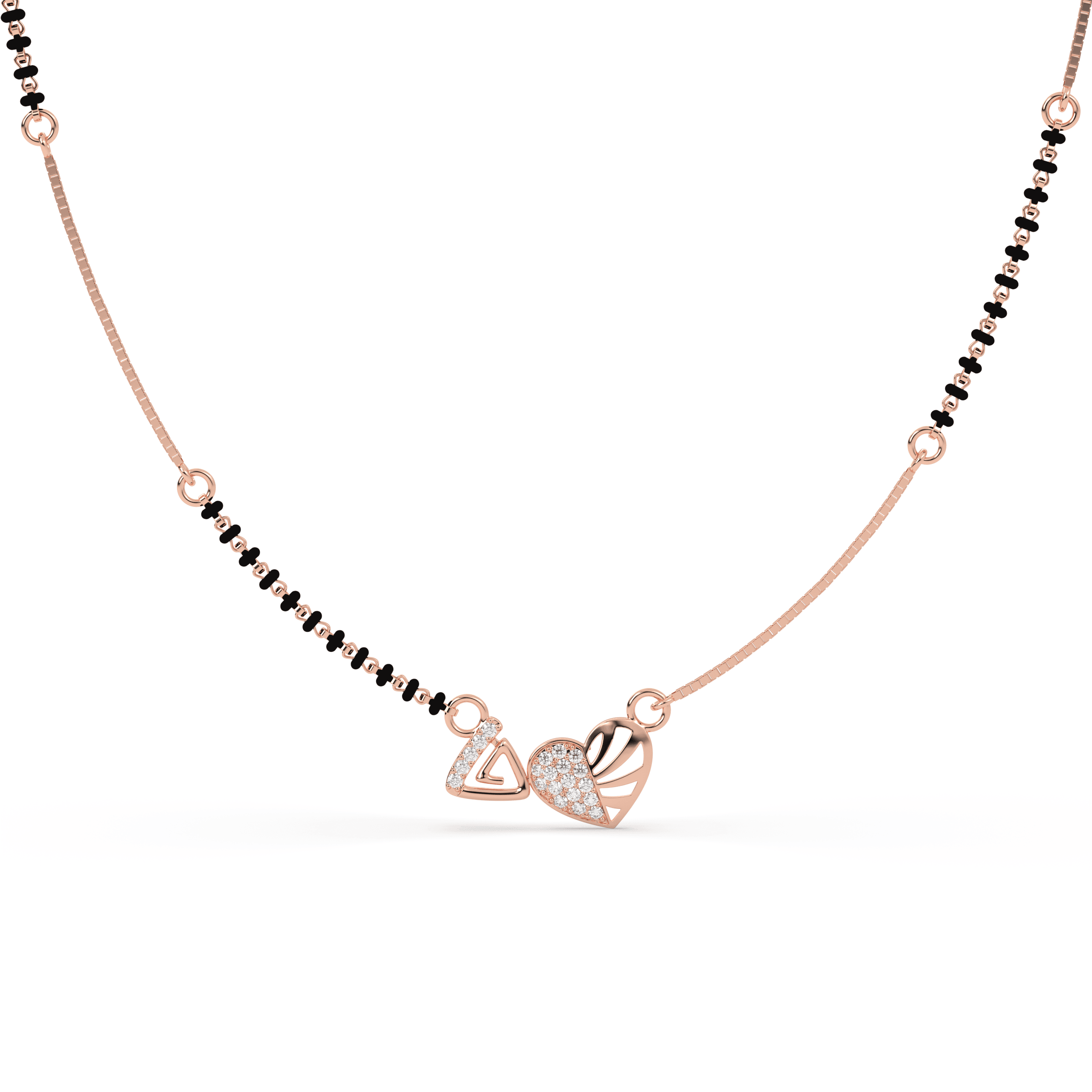 Rose Gold Heart Mangalsutra , 