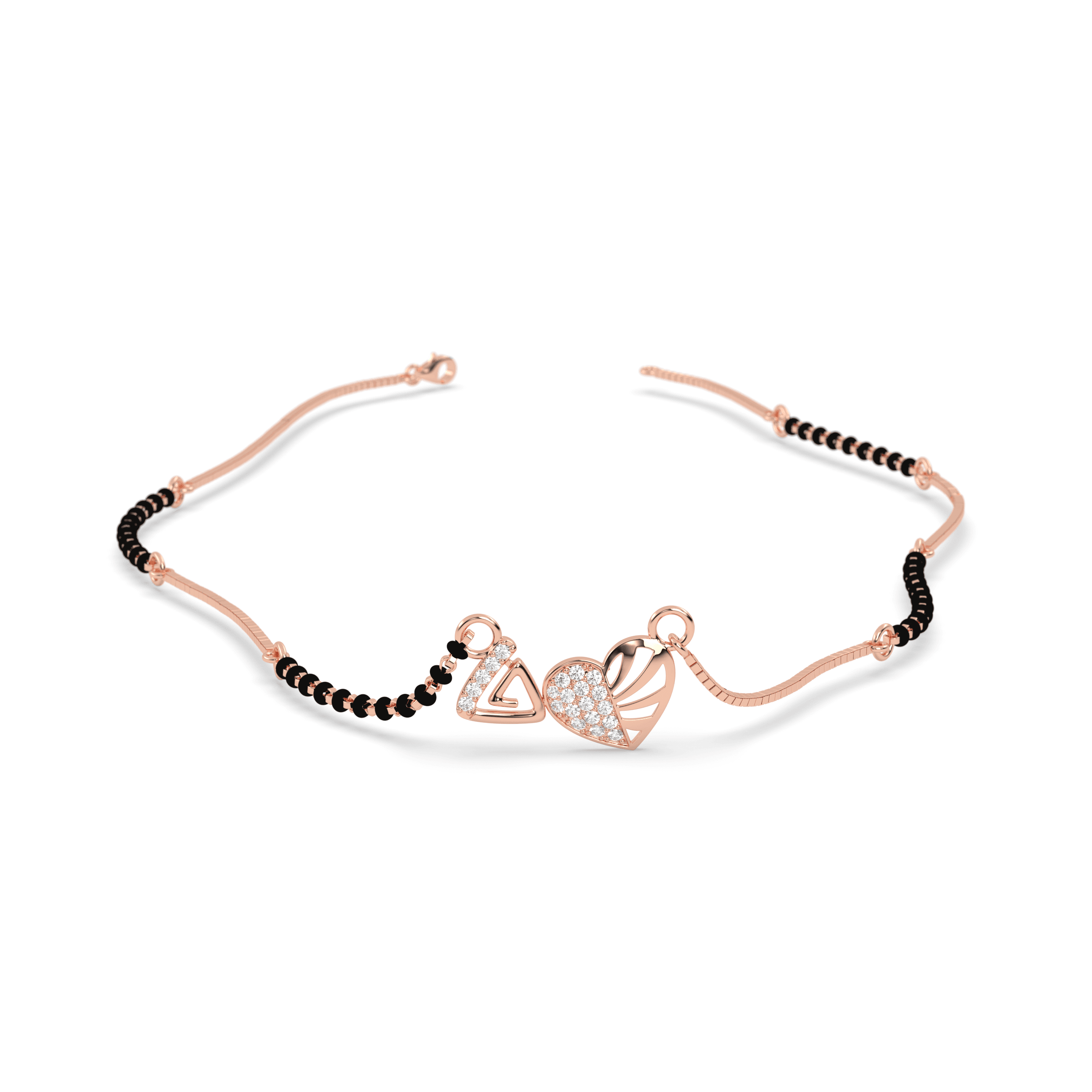 Rose Gold Heart Mangalsutra , 