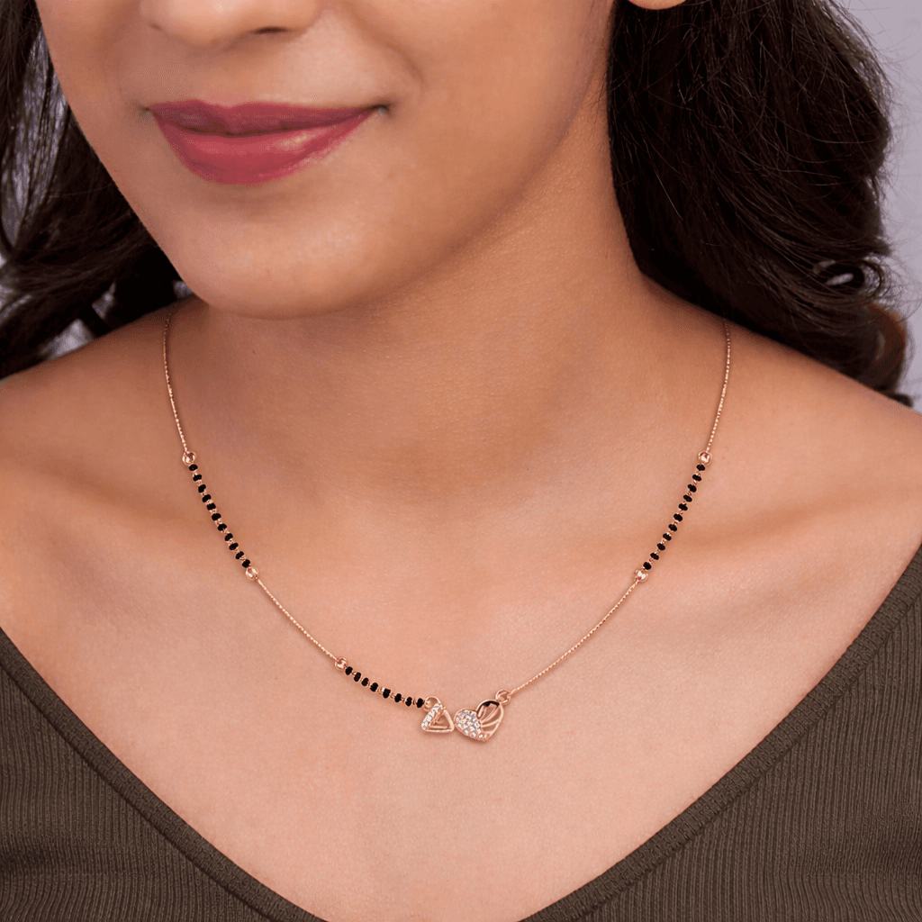Rose Gold Heart Mangalsutra , 