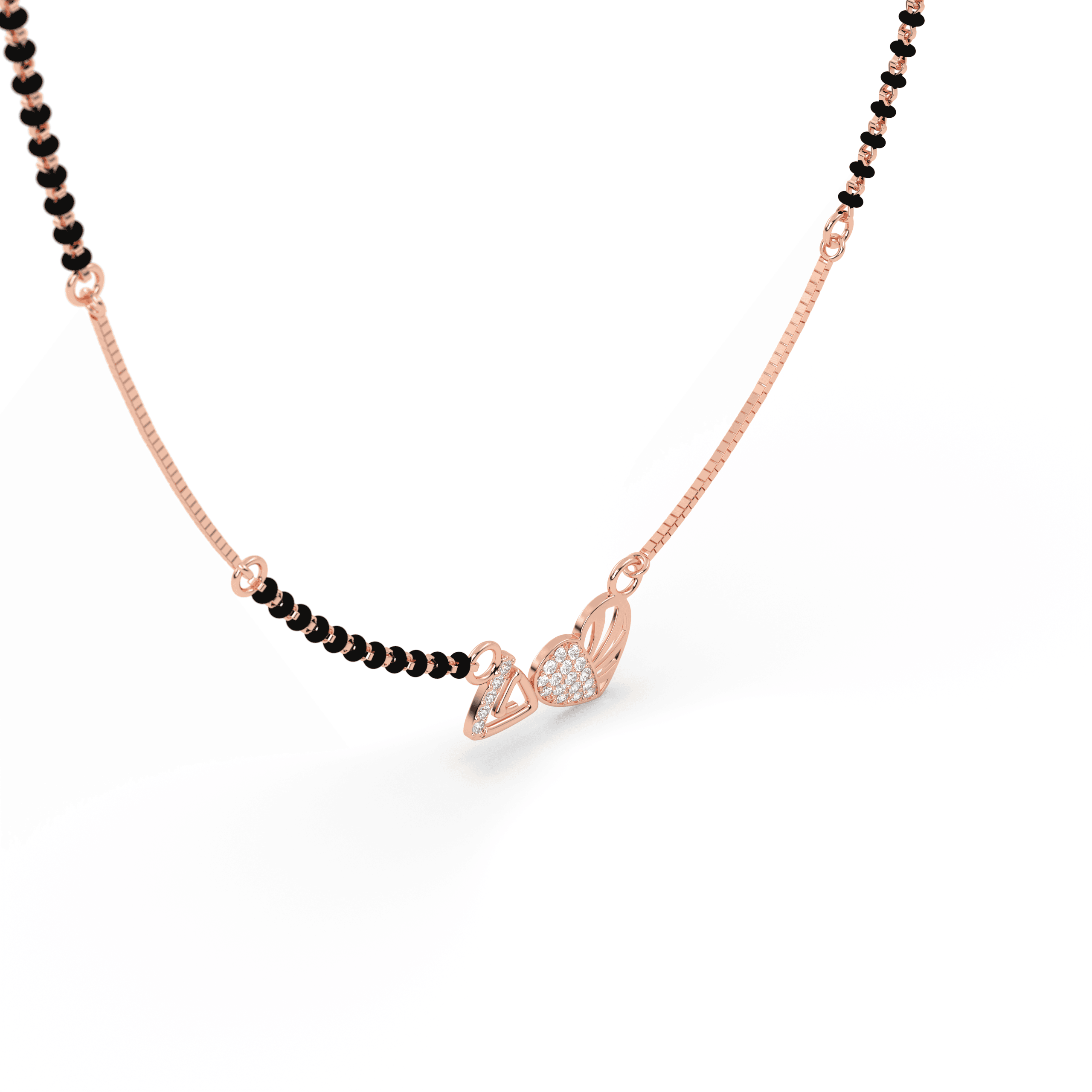 Rose Gold Heart Mangalsutra , 