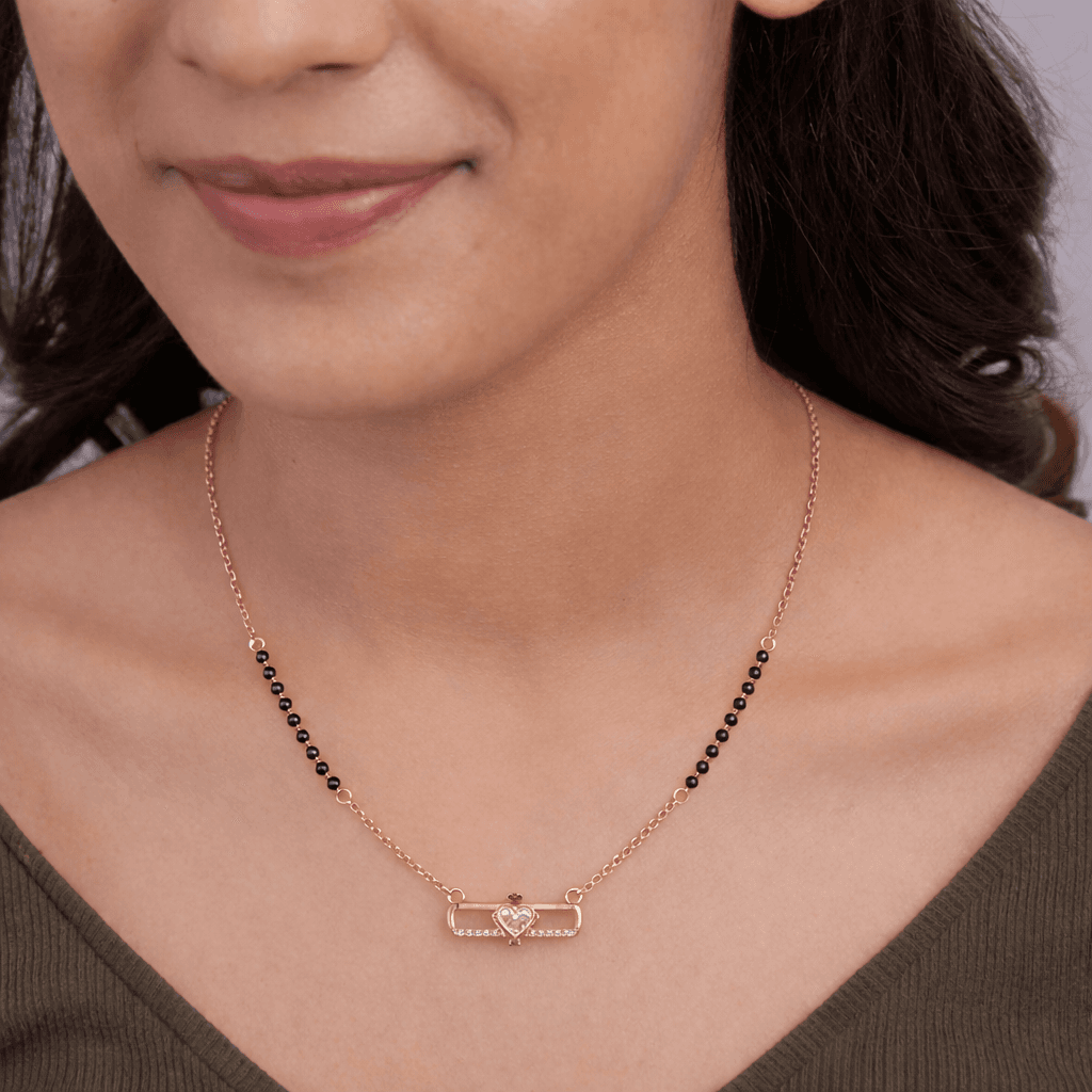 Rose Gold Minimalist cz stone  Mangalsutra , 
