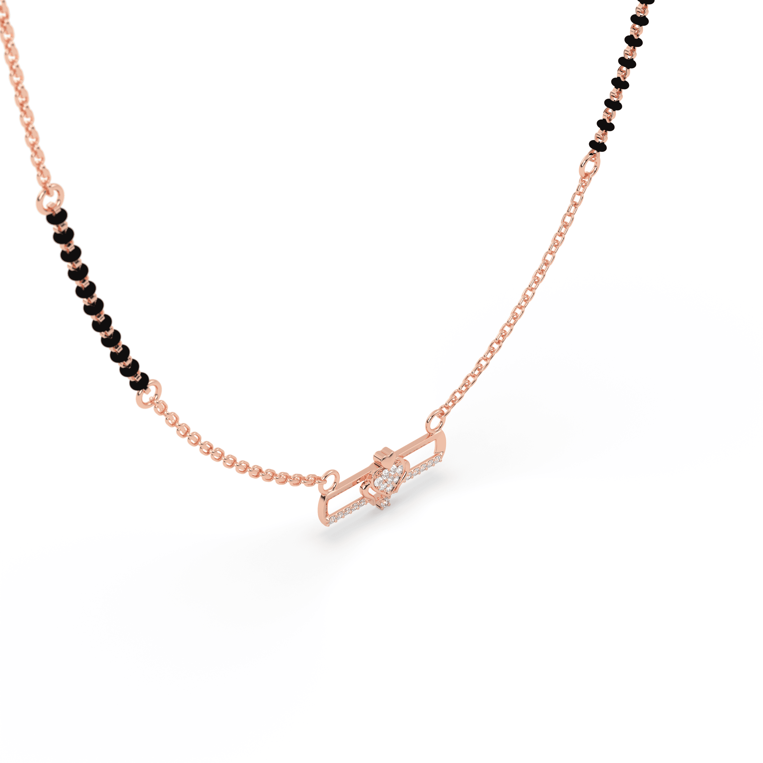 Rose Gold Minimalist cz stone  Mangalsutra , 