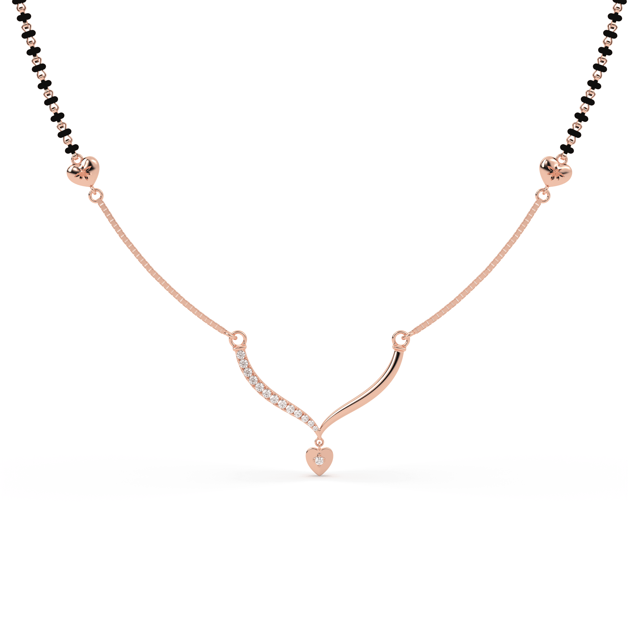 Rose Gold Heart Mangalsutra , 