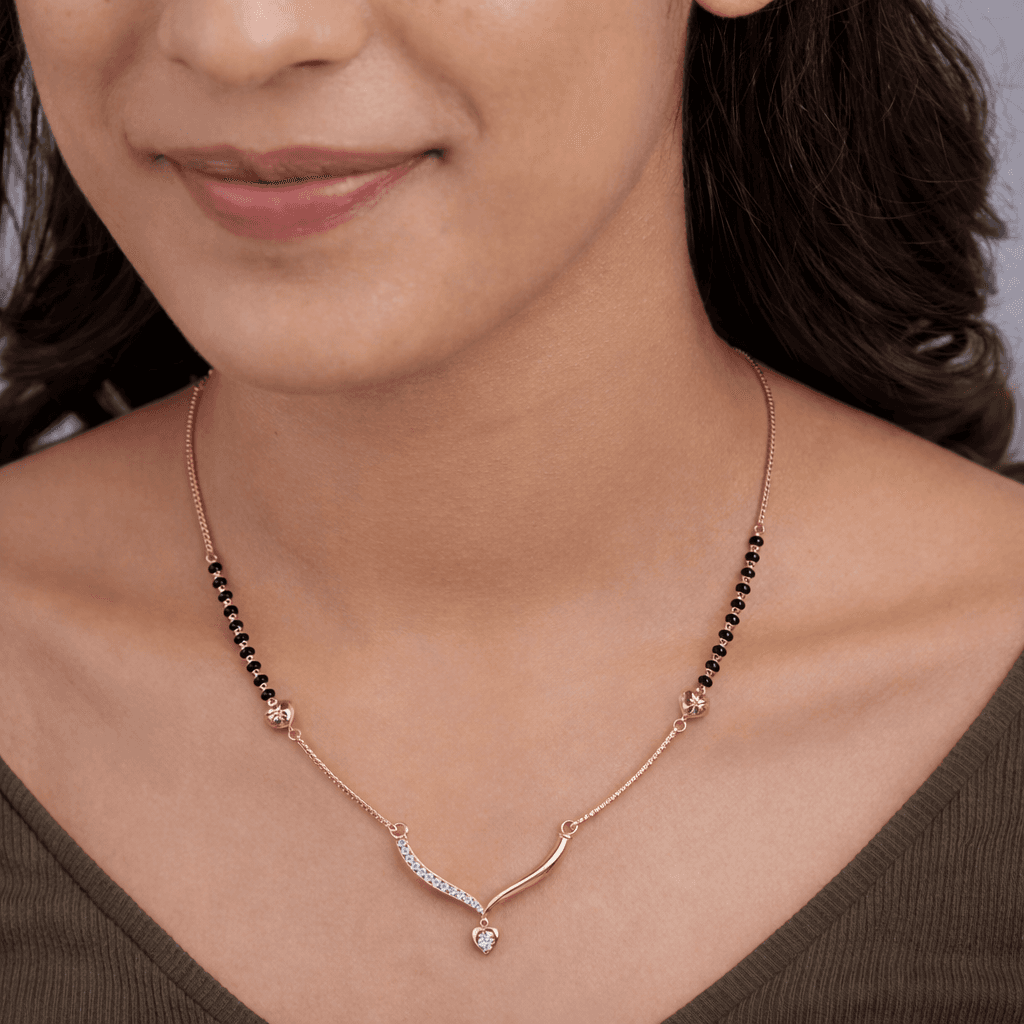 Rose Gold Heart Mangalsutra , 