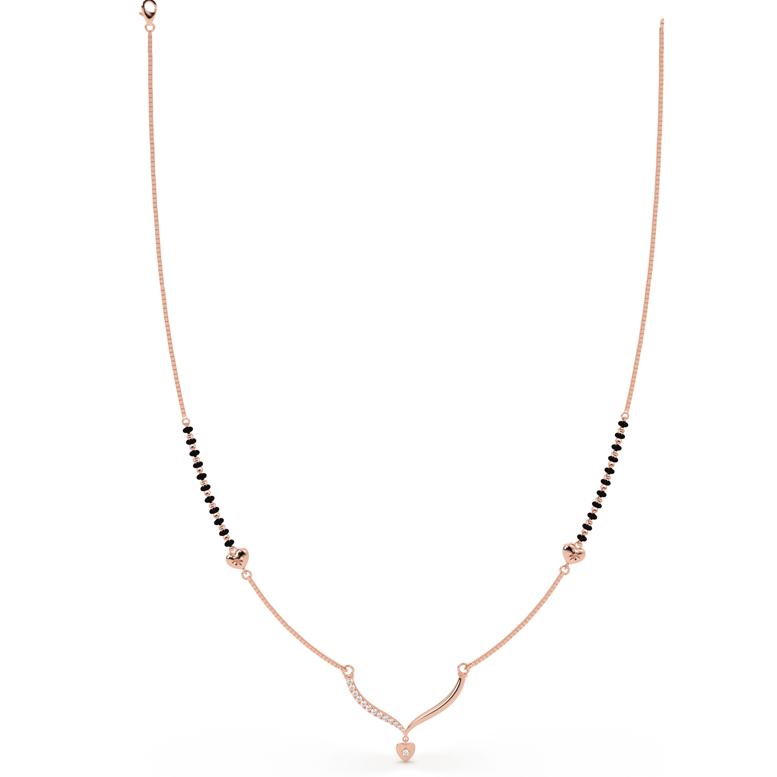 Rose Gold Heart Mangalsutra , 