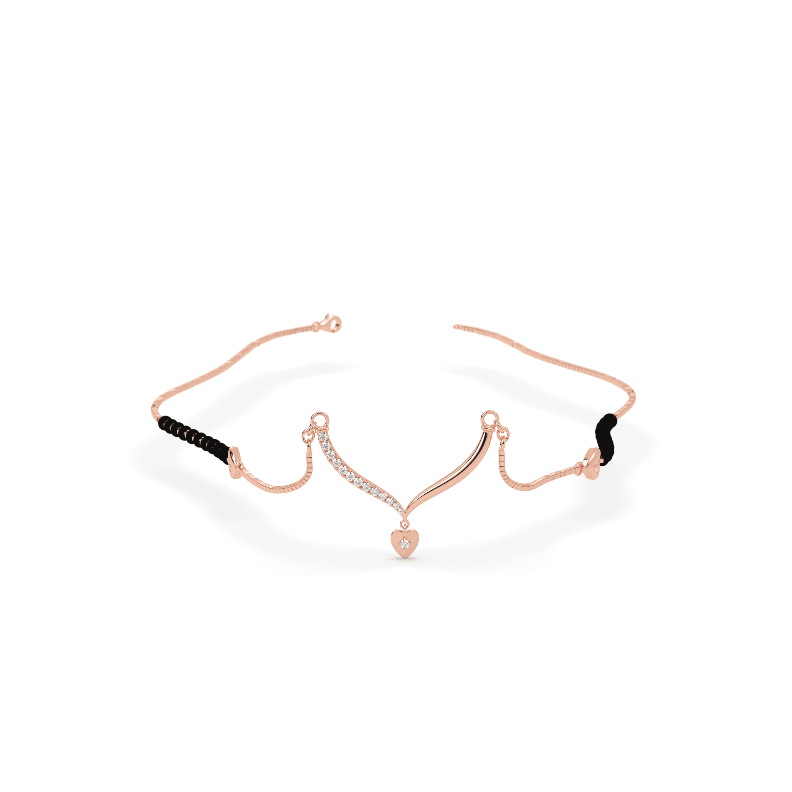 Rose Gold Heart Mangalsutra , 