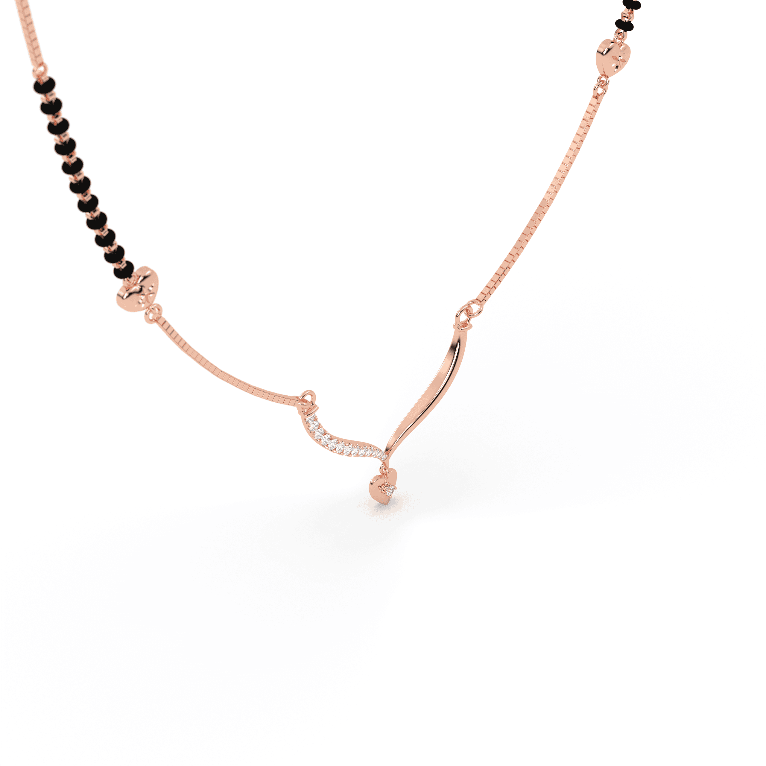 Rose Gold Heart Mangalsutra , 
