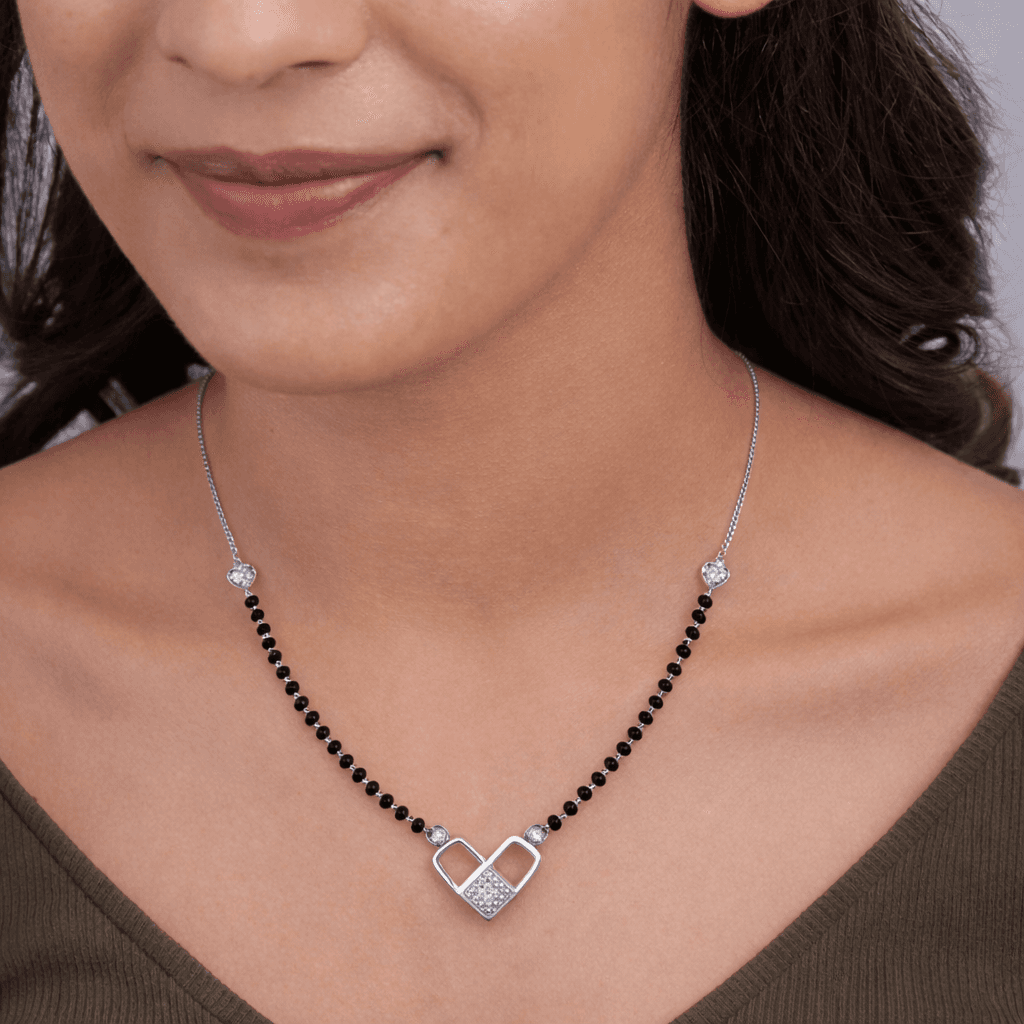 Modern Geometric Heart Mangalsutra , 
