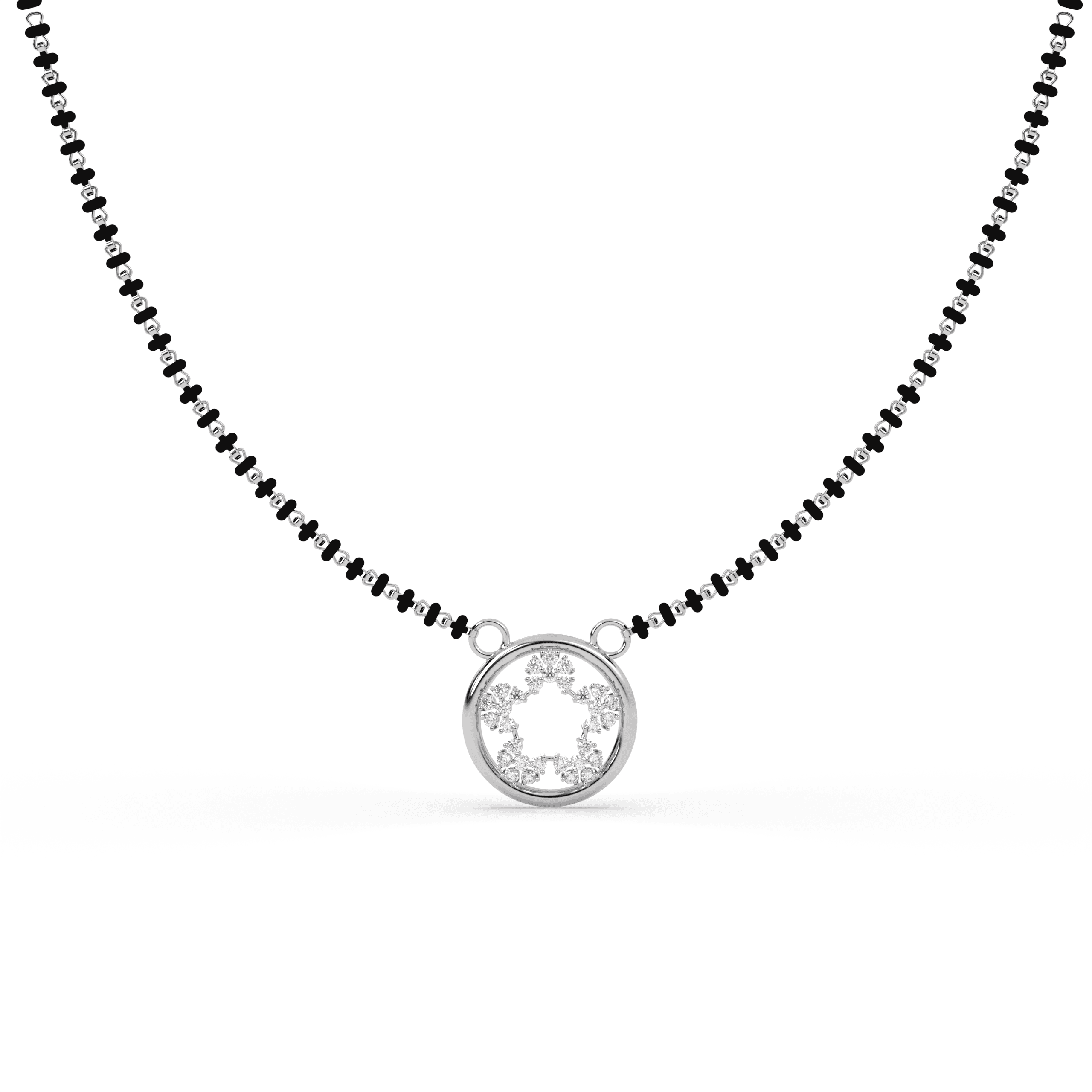 Floral cz stone  Mangalsutra in White Gold , 