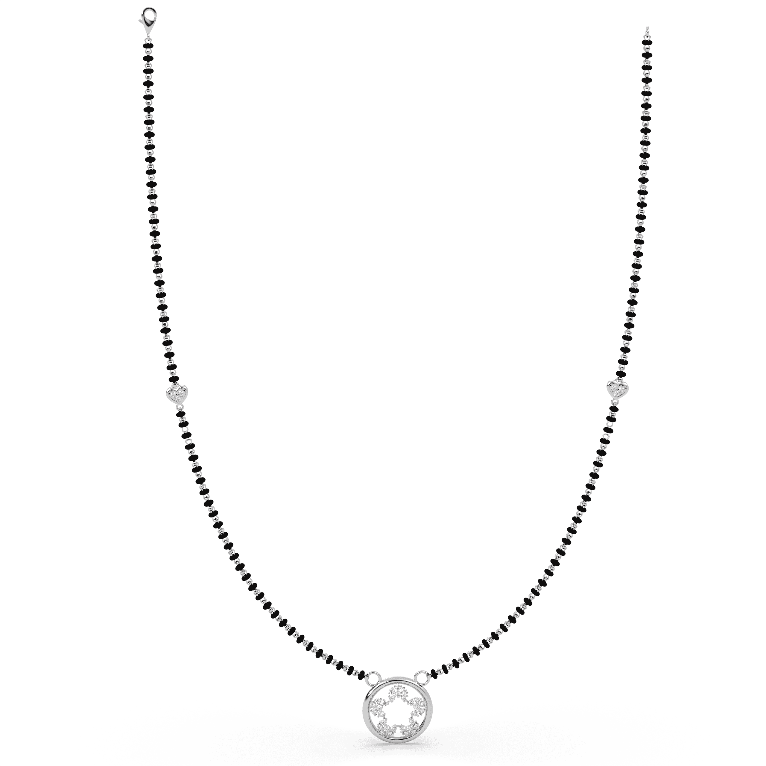 Floral cz stone  Mangalsutra in White Gold , 