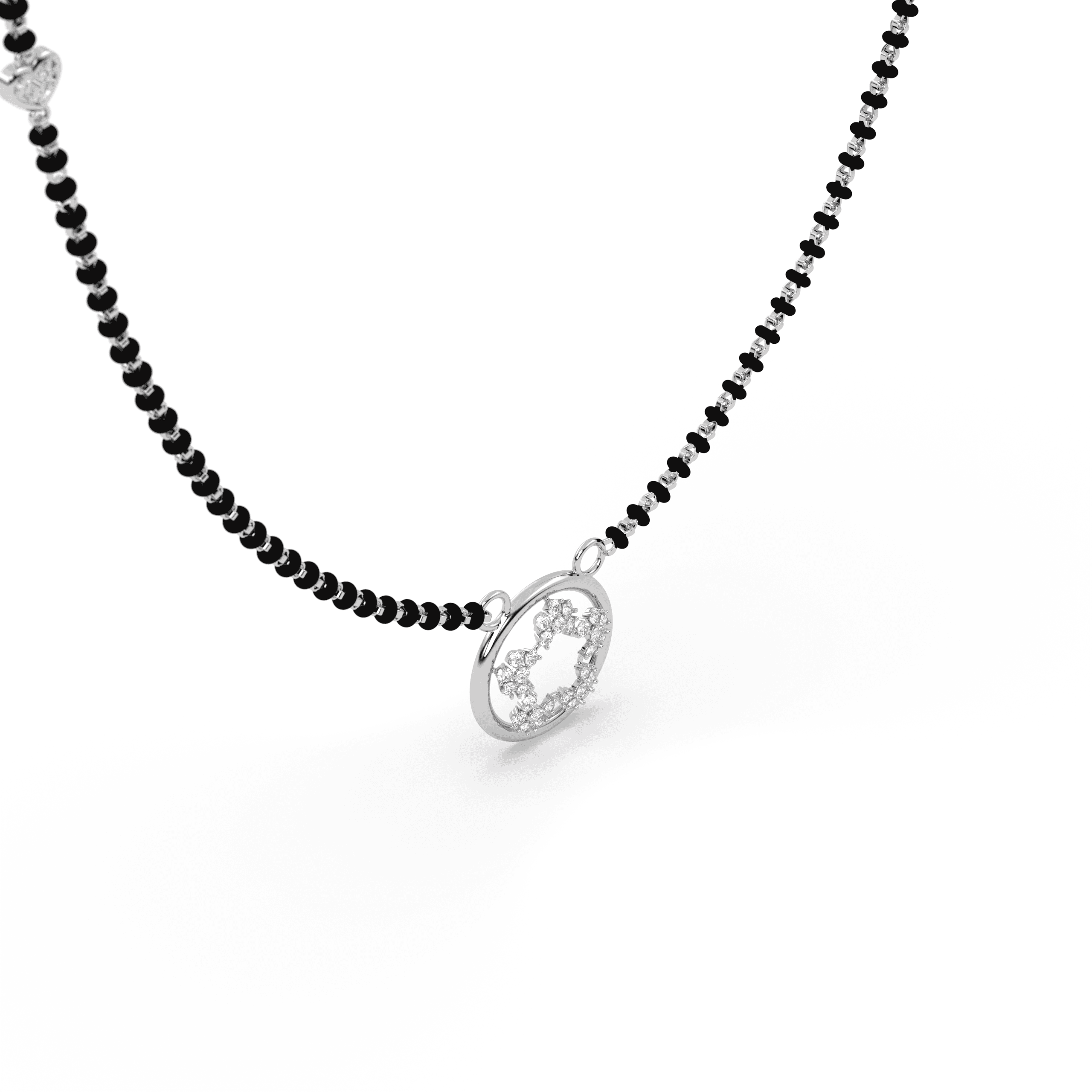 Floral cz stone  Mangalsutra in White Gold , 