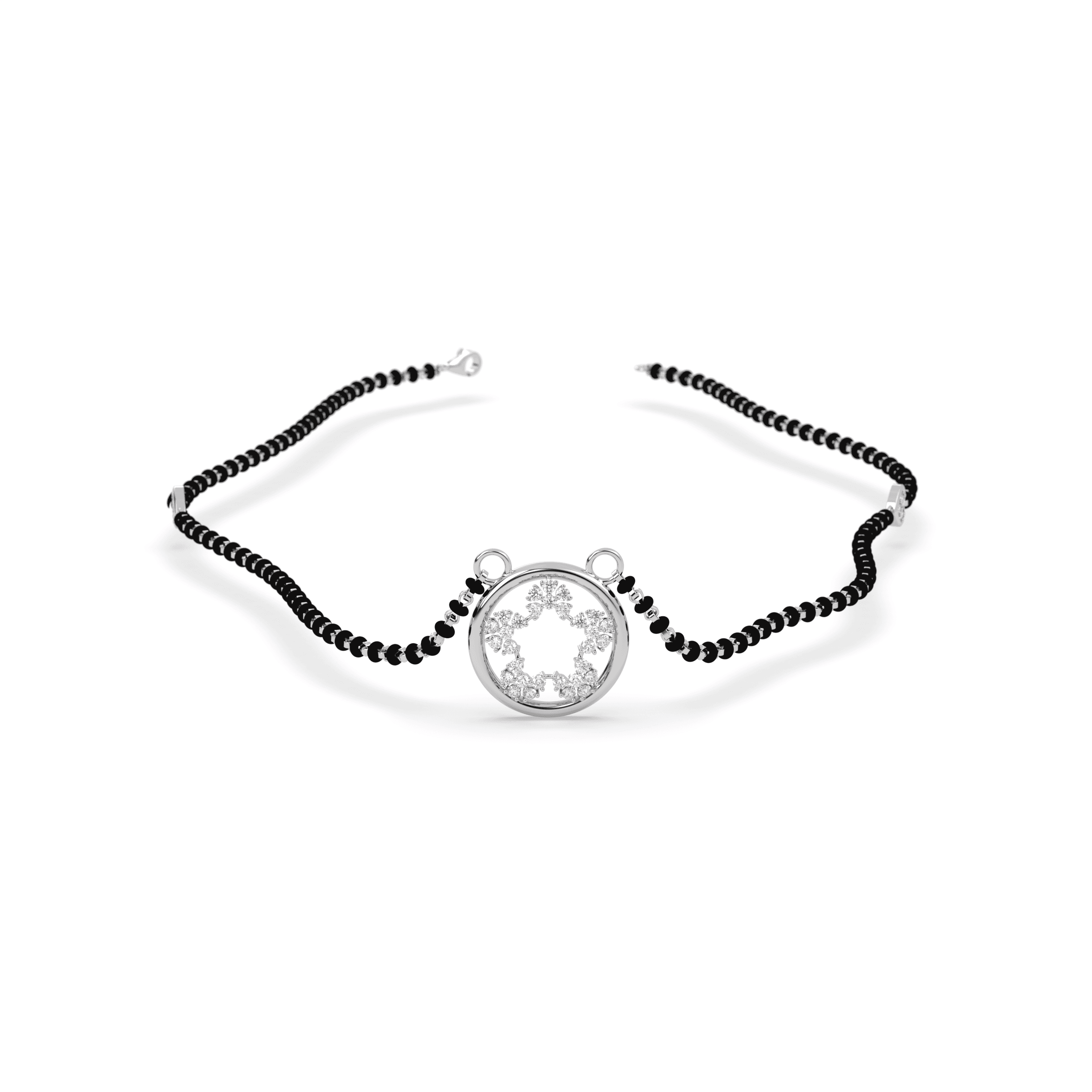 Floral cz stone  Mangalsutra in White Gold , 