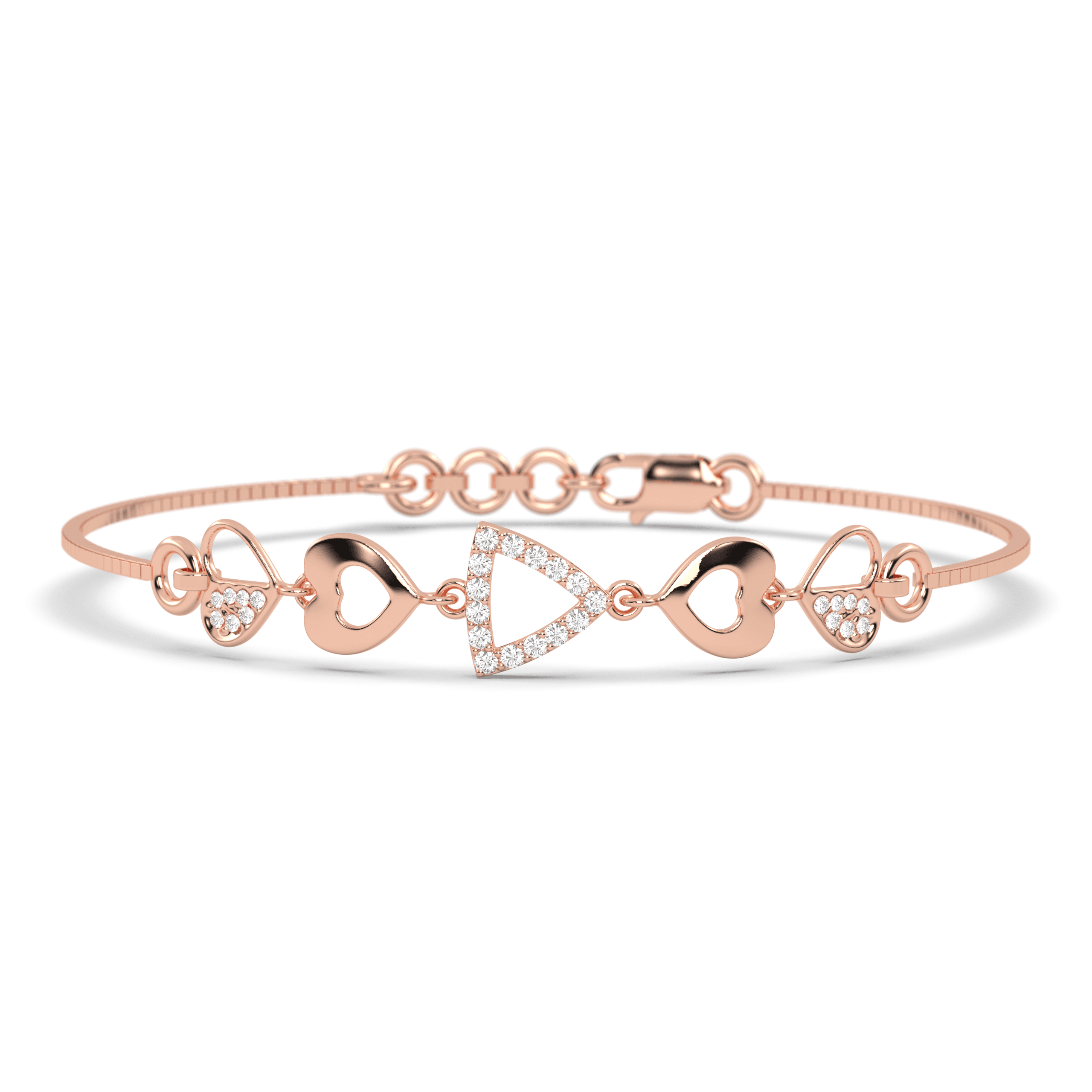 Rose Gold Geometry & Hearts Charm Bracelet , 