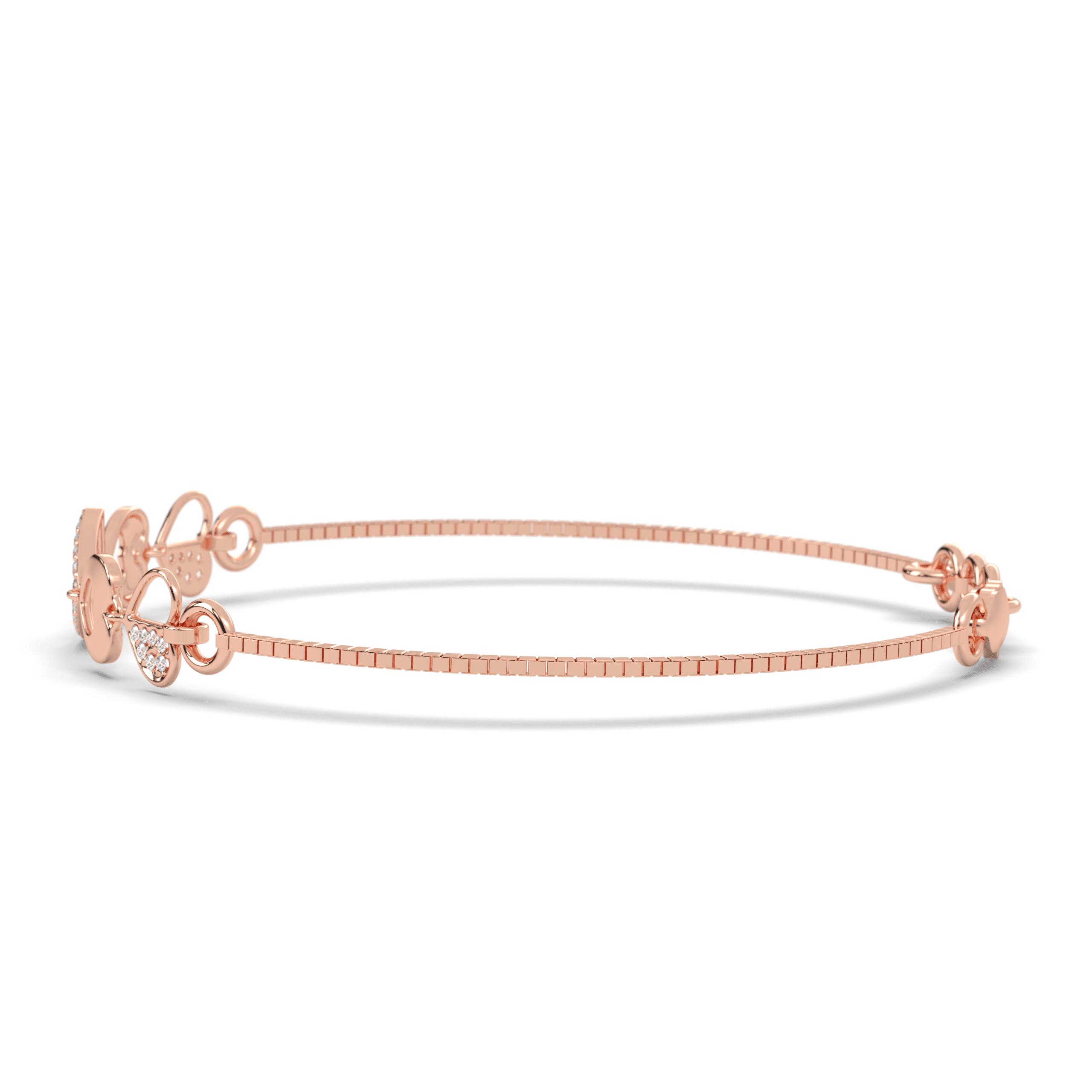 Rose Gold Geometry & Hearts Charm Bracelet , 