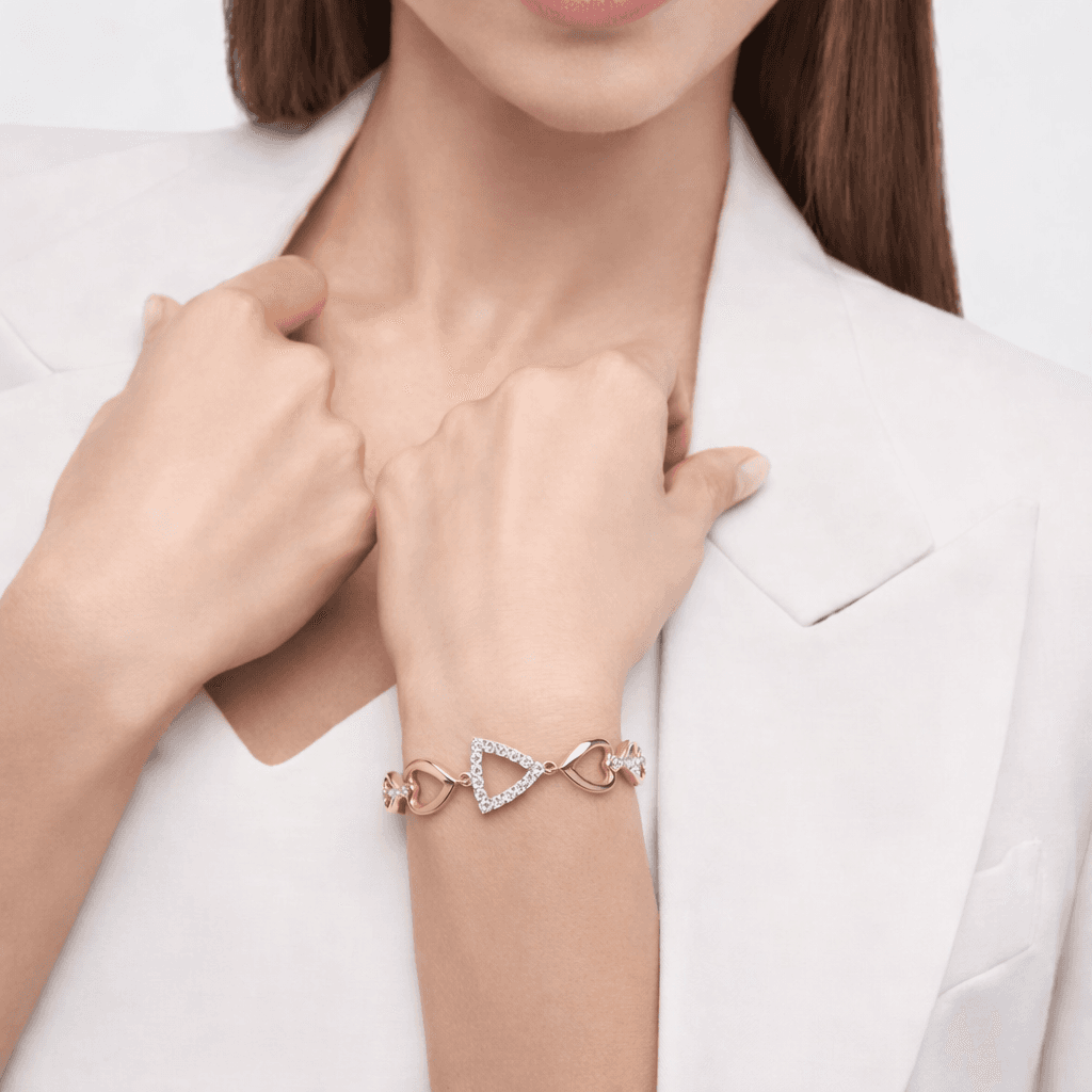 Rose Gold Geometry & Hearts Charm Bracelet , 