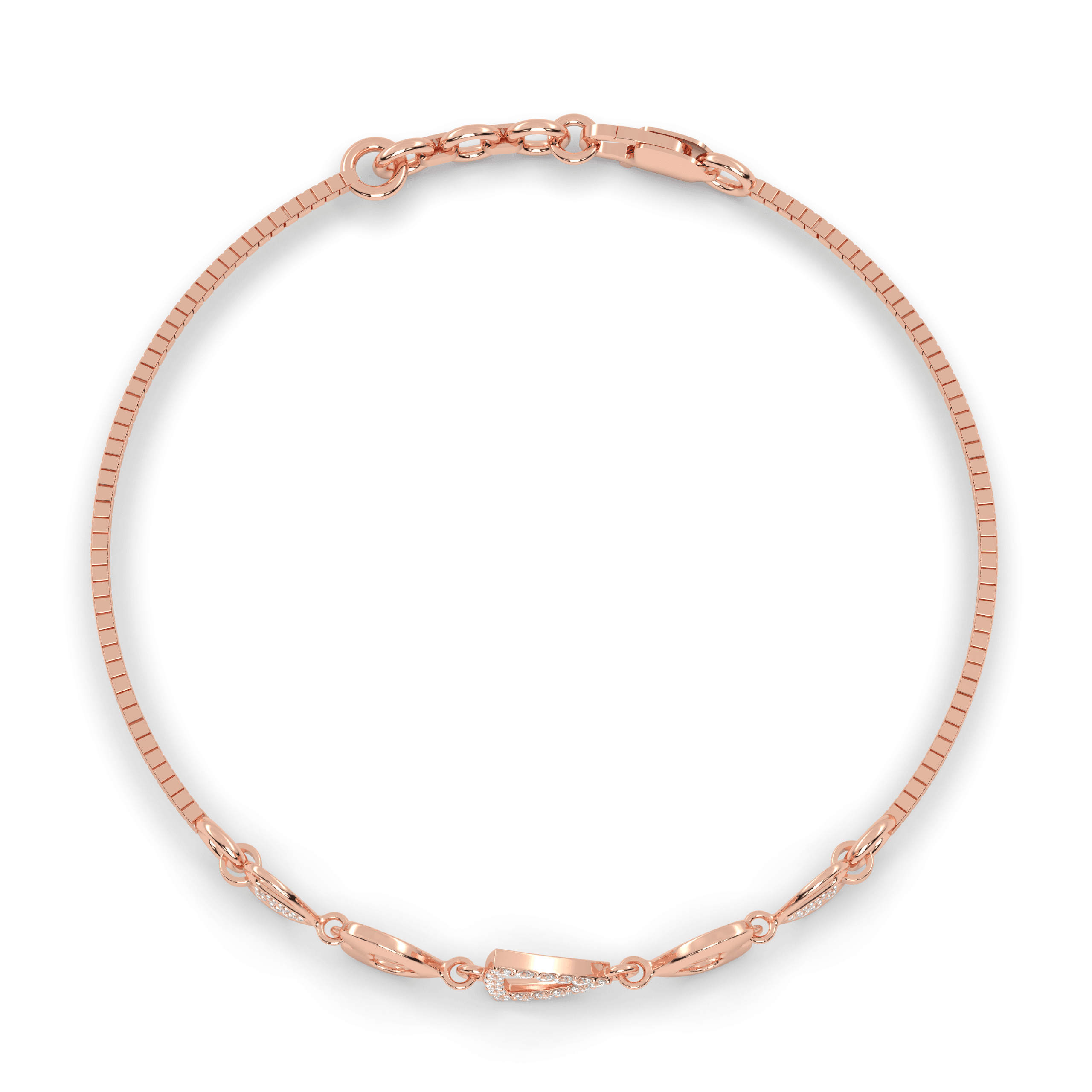 Rose Gold Geometry & Hearts Charm Bracelet , 