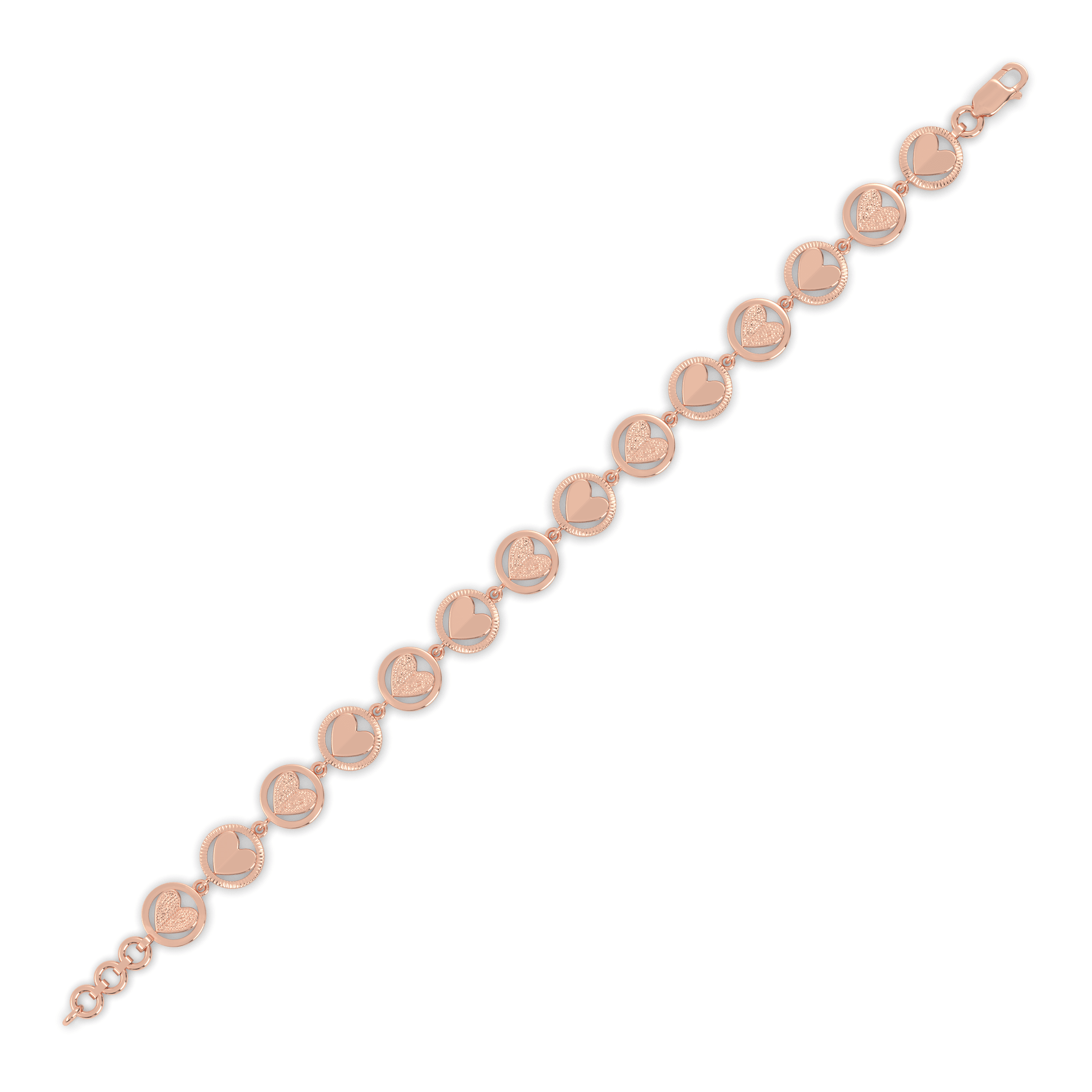 Rose Gold Heart Charm Bracelet , 