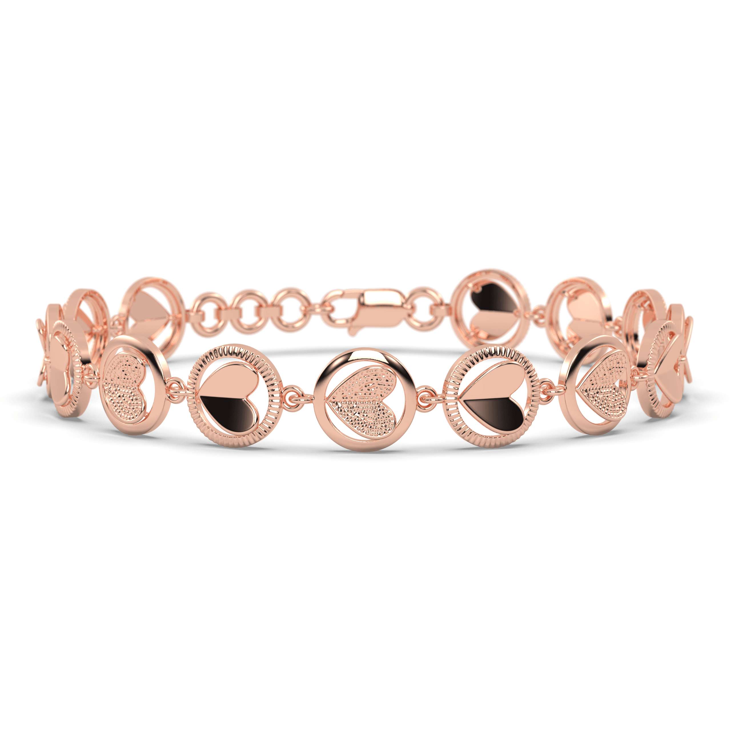 Rose Gold Heart Charm Bracelet , 