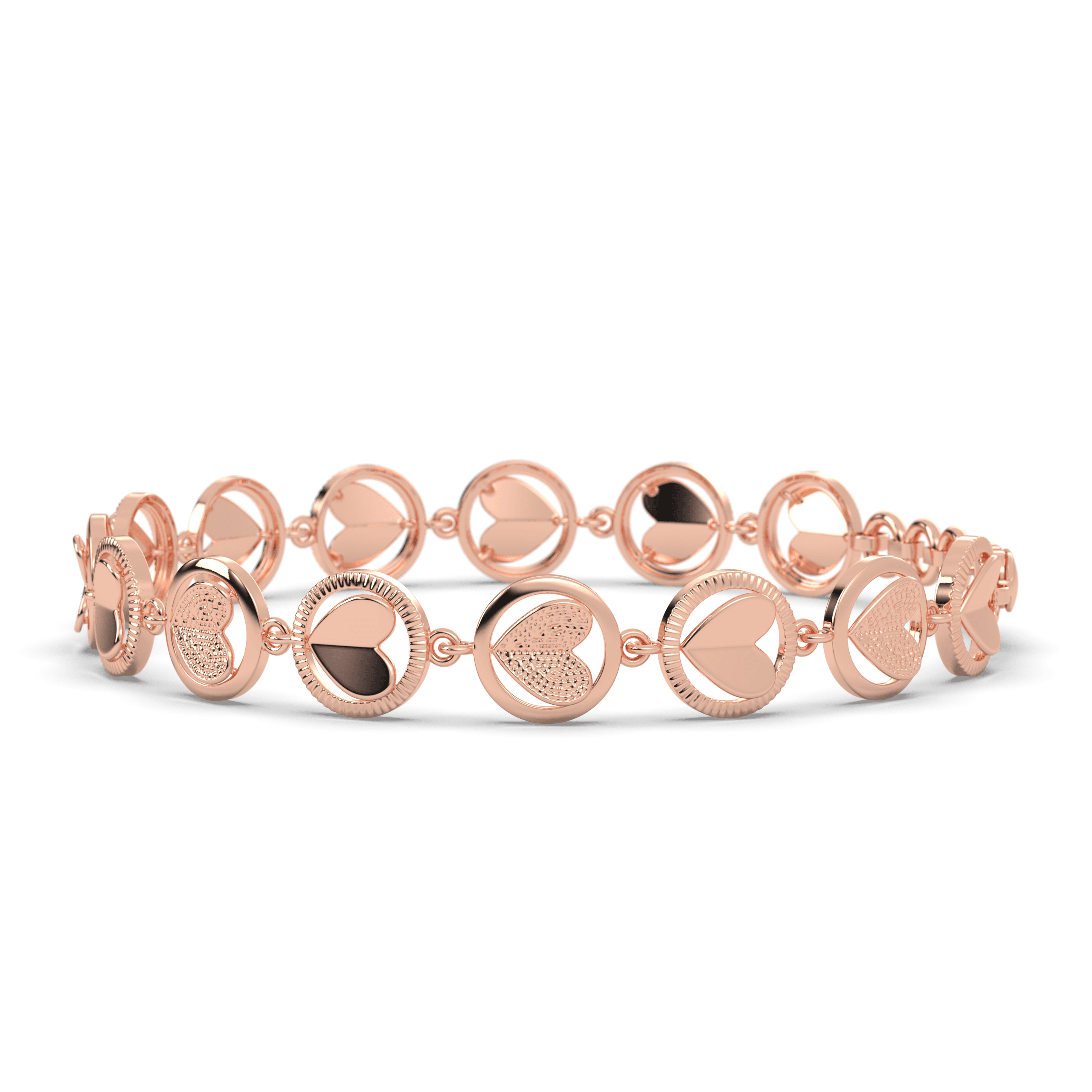 Rose Gold Heart Charm Bracelet , 