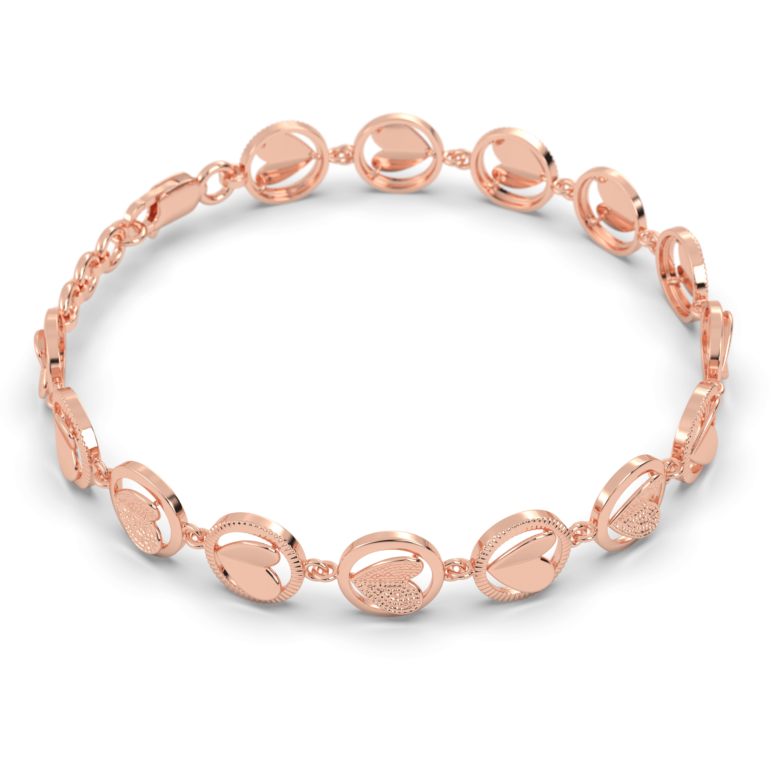 Rose Gold Heart Charm Bracelet , 