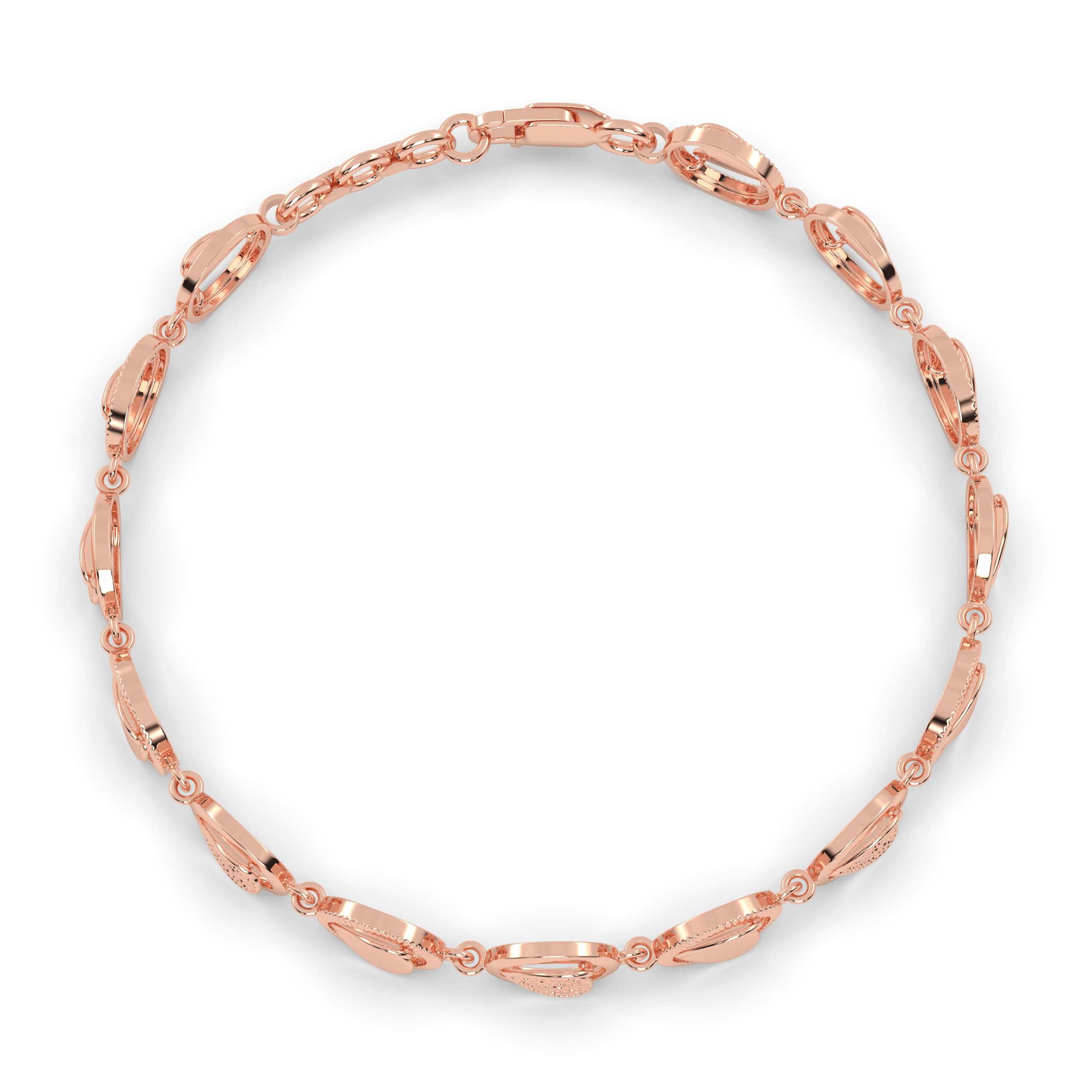 Rose Gold Heart Charm Bracelet , 