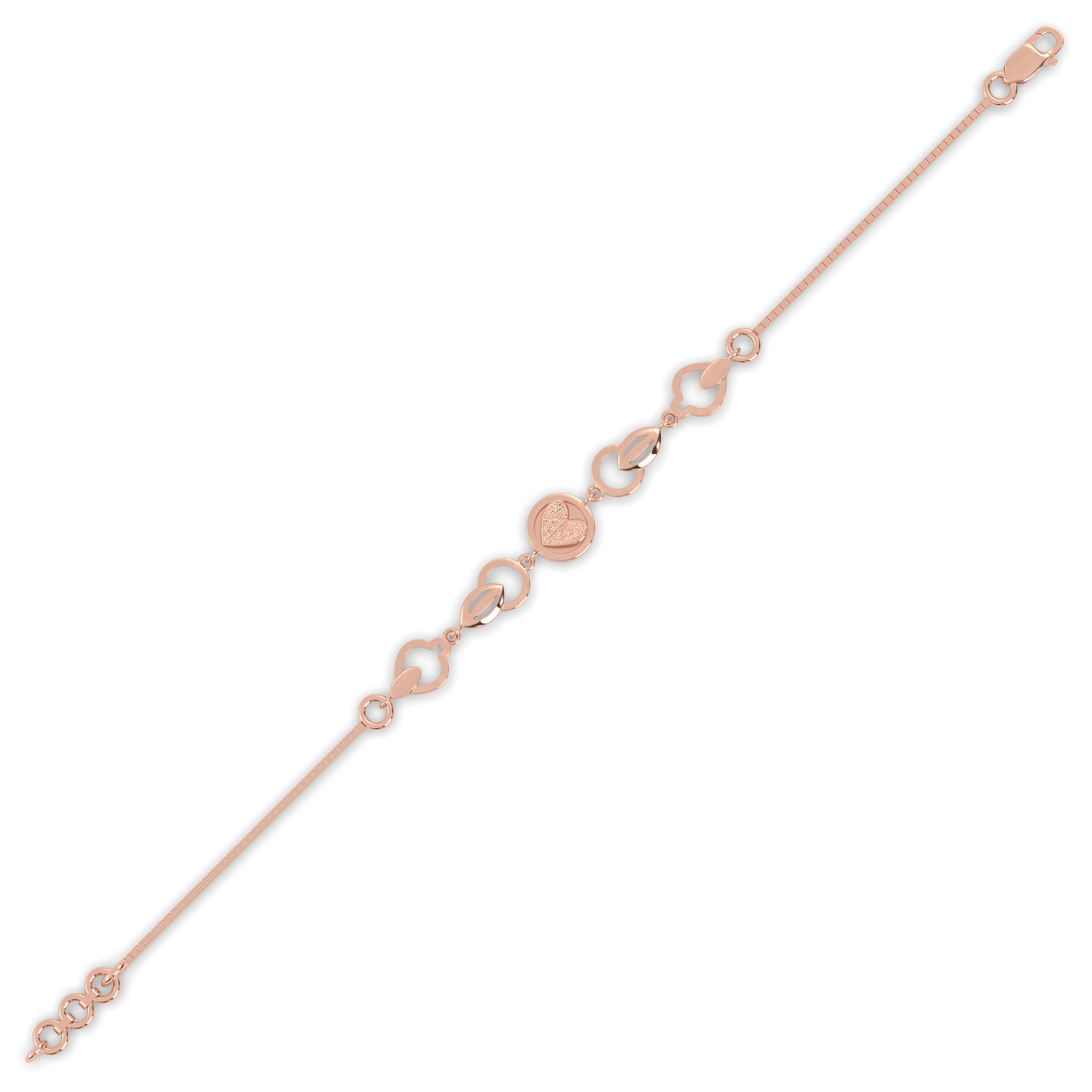 Rose Gold Petal Link Bracelet , 