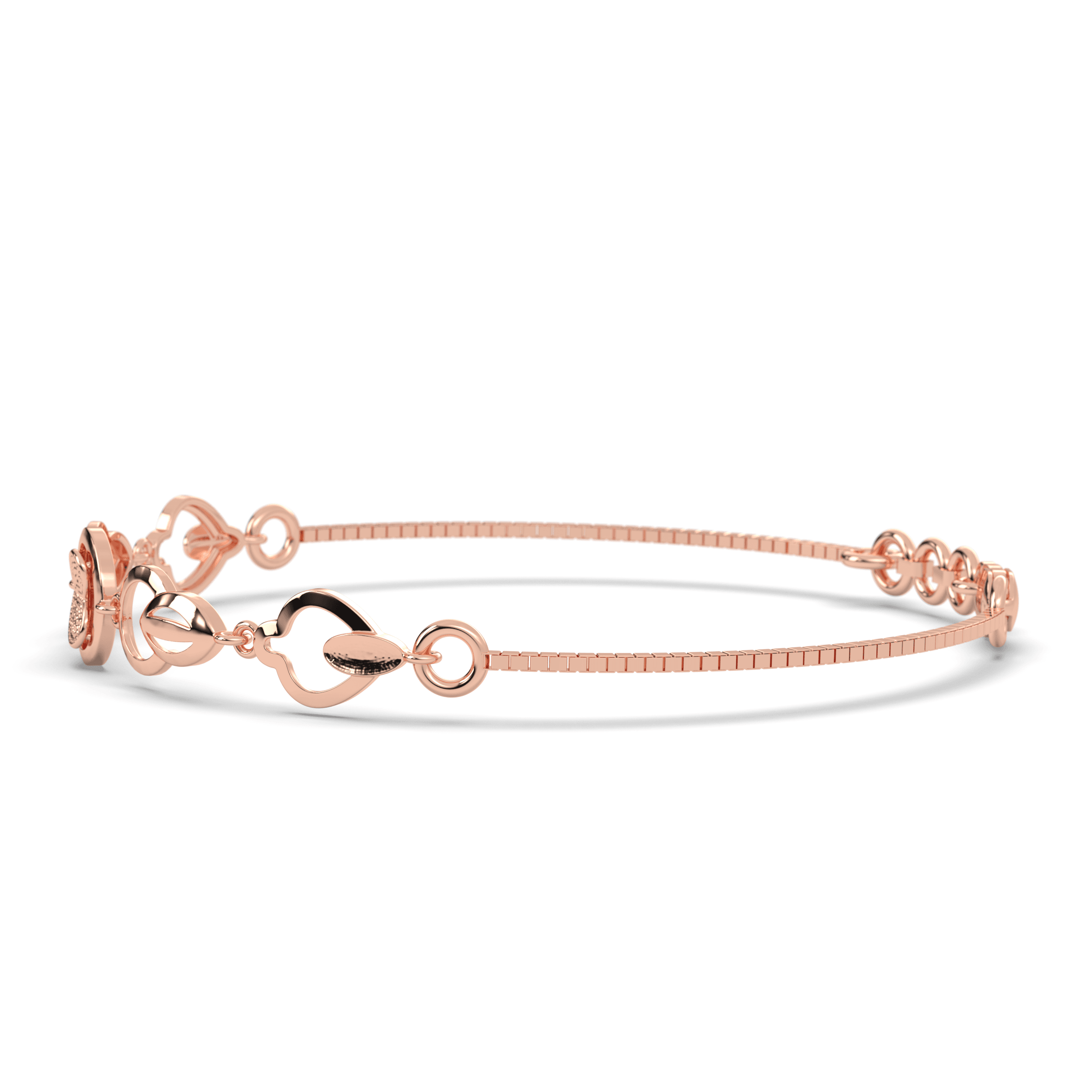 Rose Gold Petal Link Bracelet , 