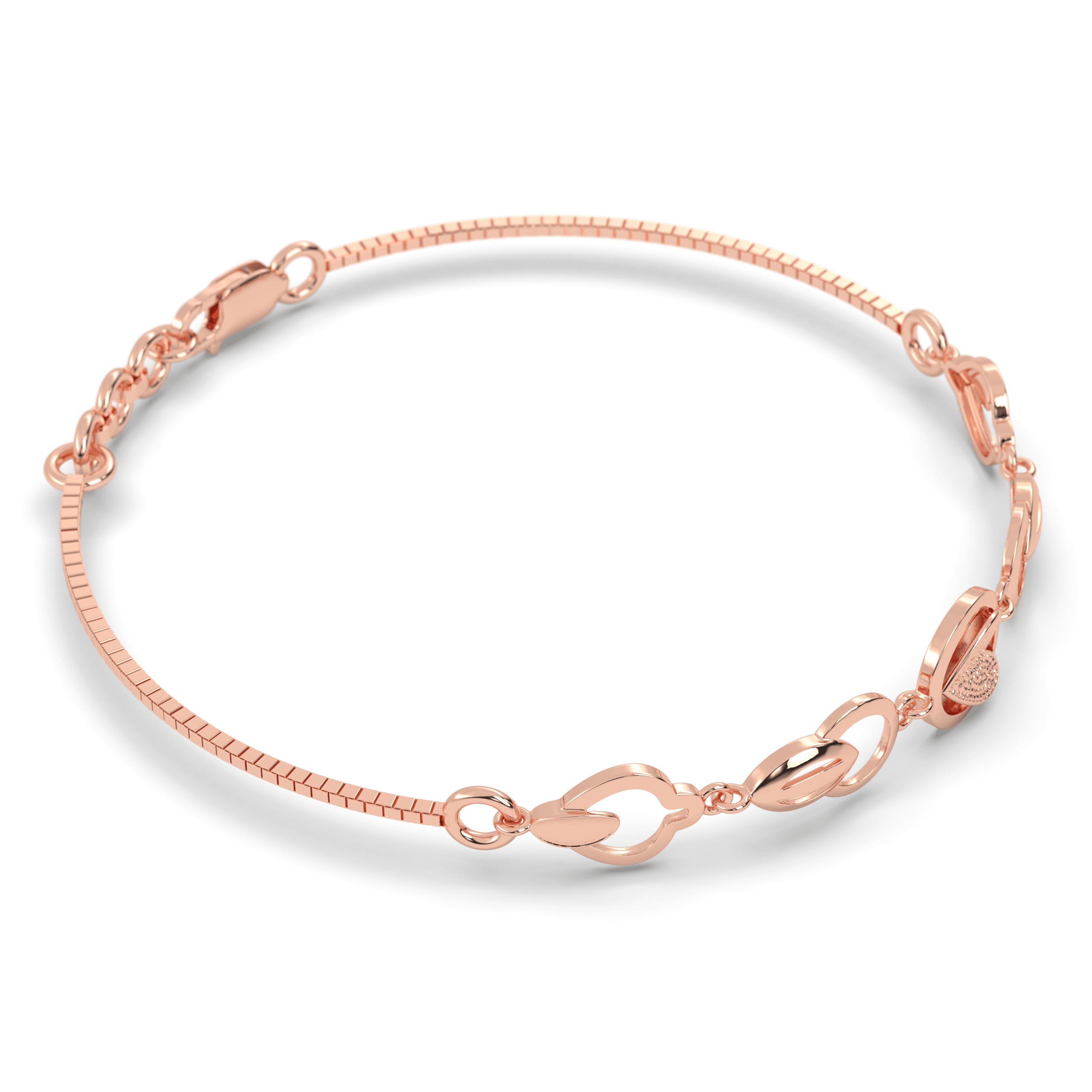Rose Gold Petal Link Bracelet , 