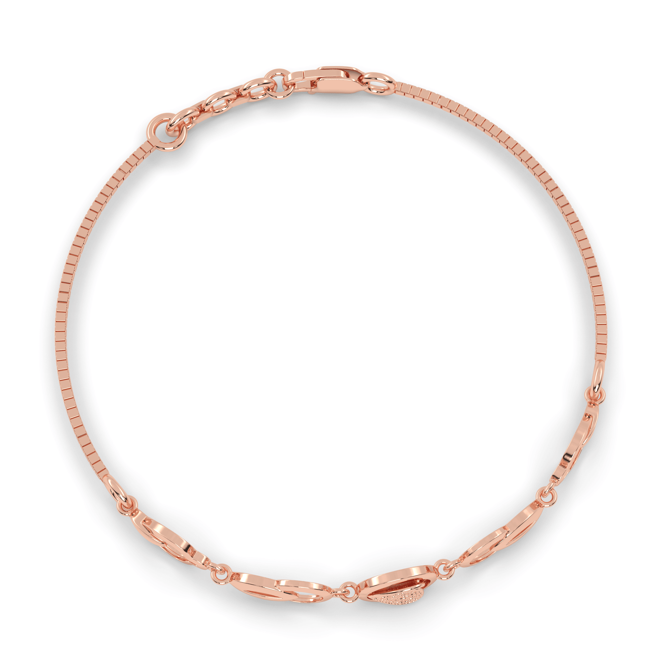 Rose Gold Petal Link Bracelet , 