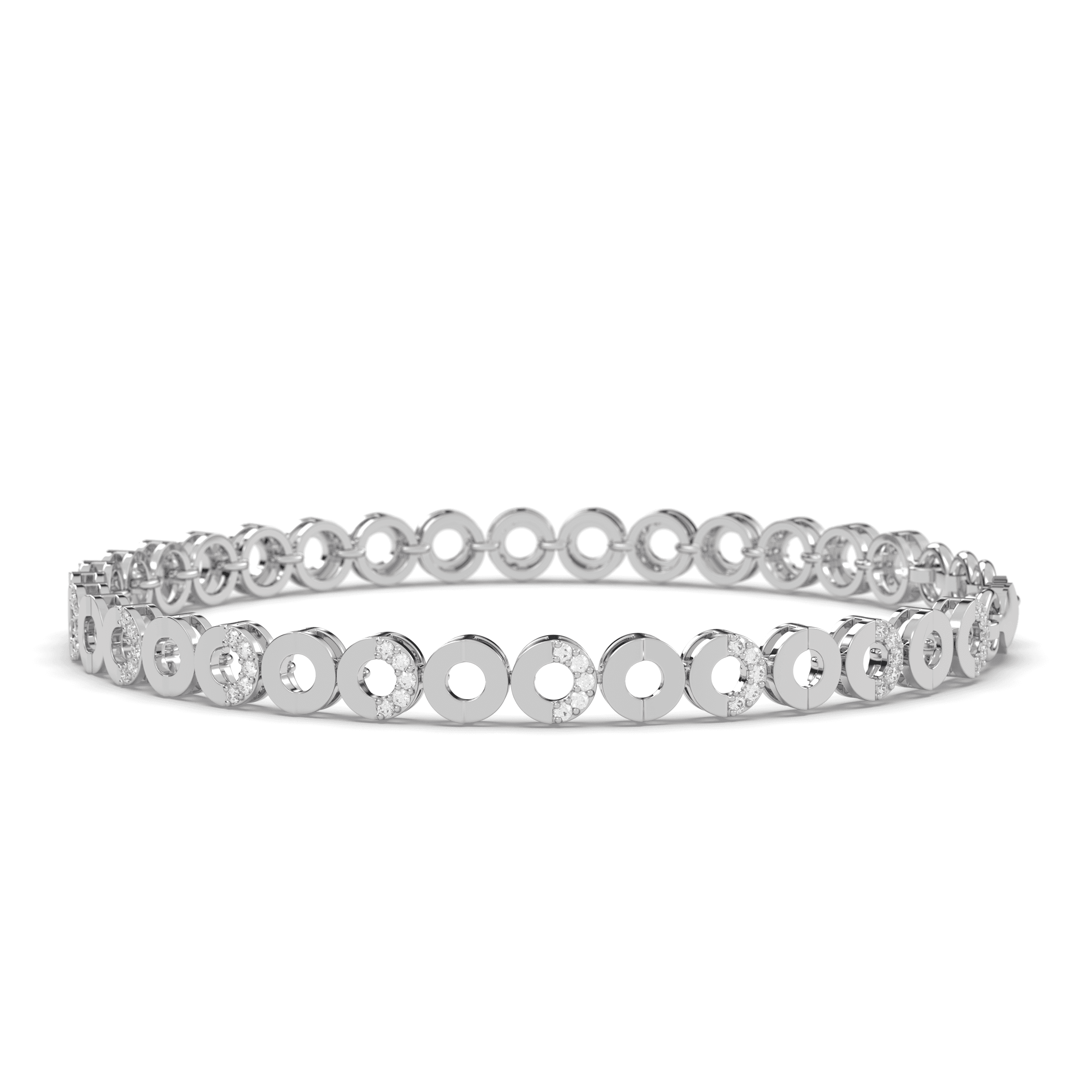 Round Halo Tennis Bracelet , 