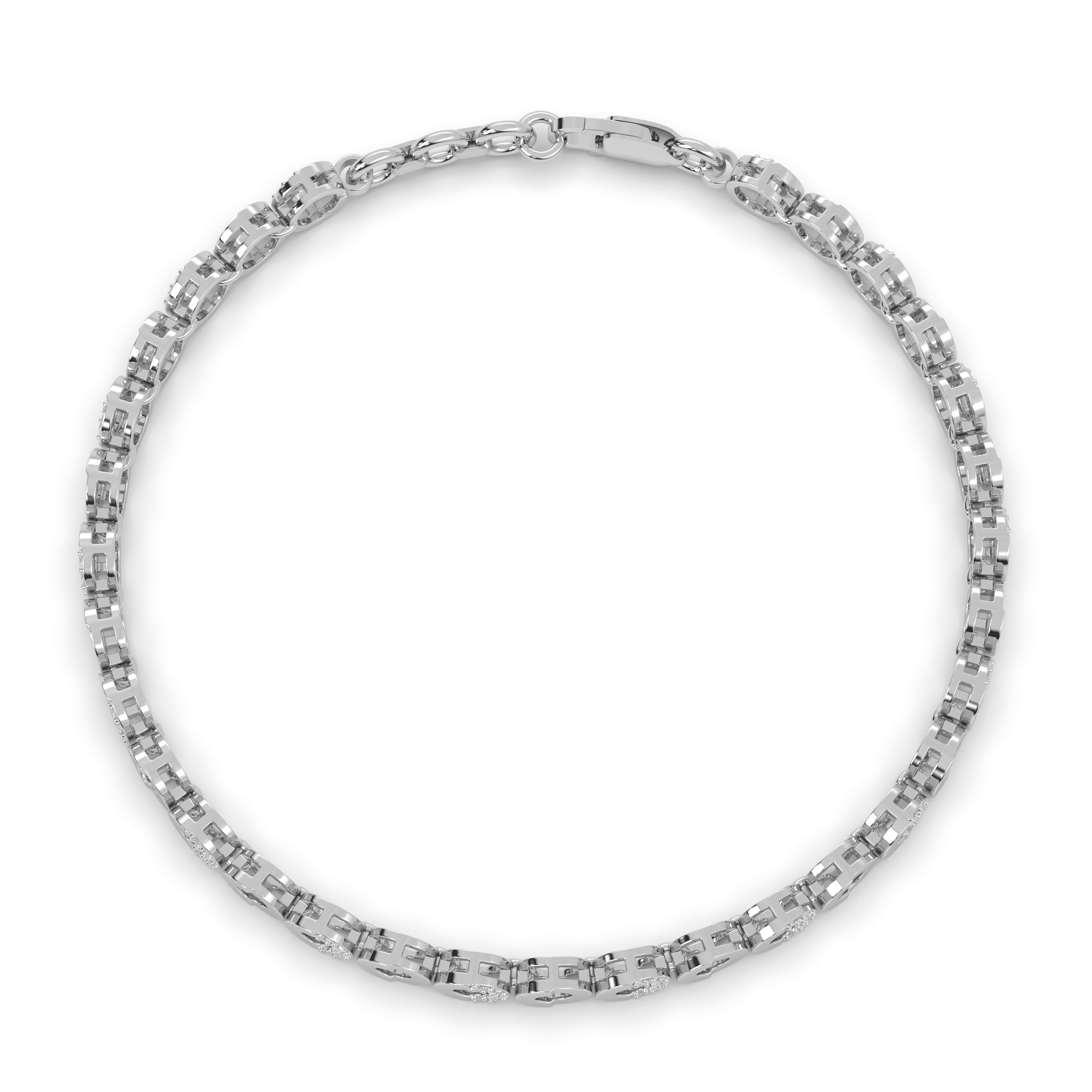 Round Halo Tennis Bracelet , 