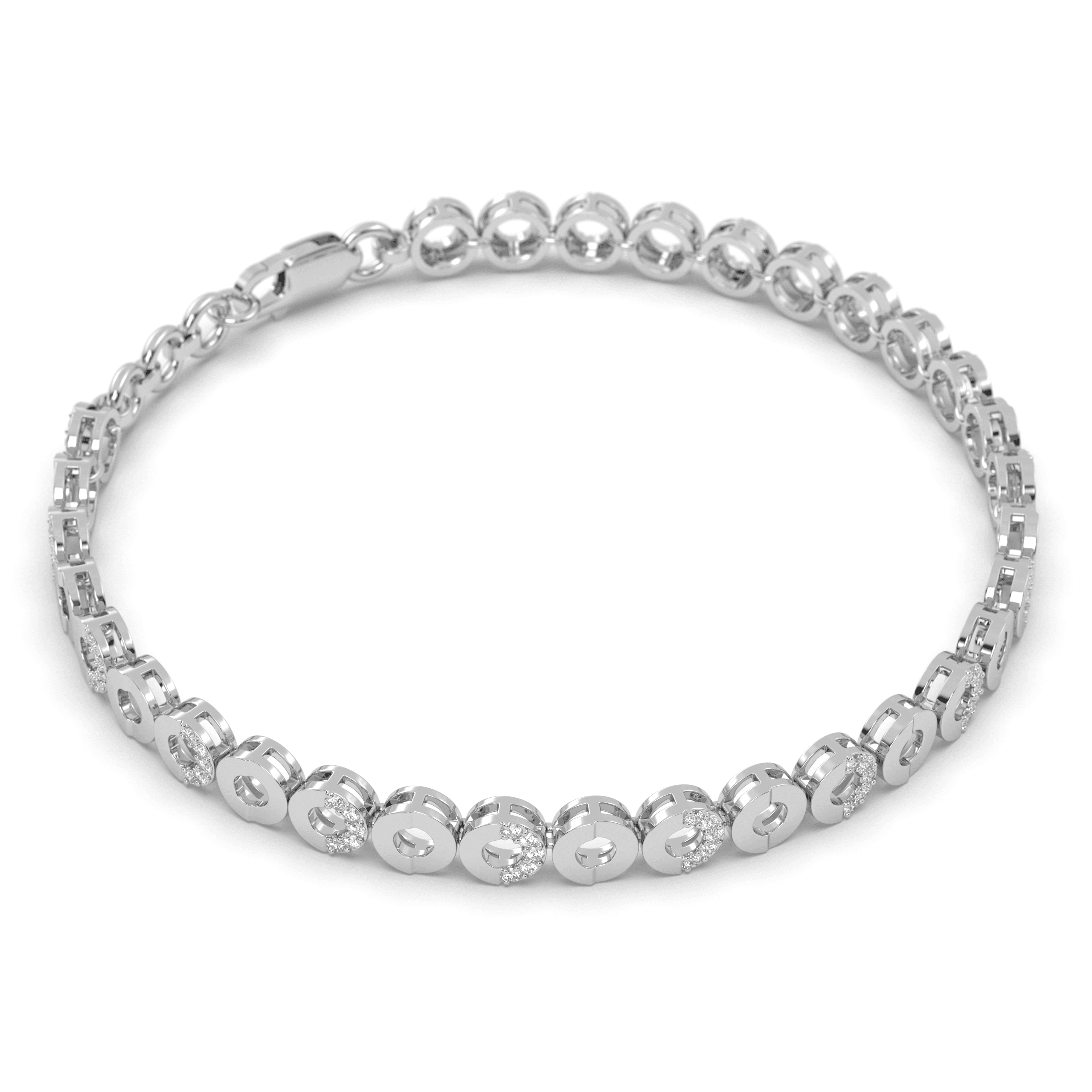 Round Halo Tennis Bracelet , 